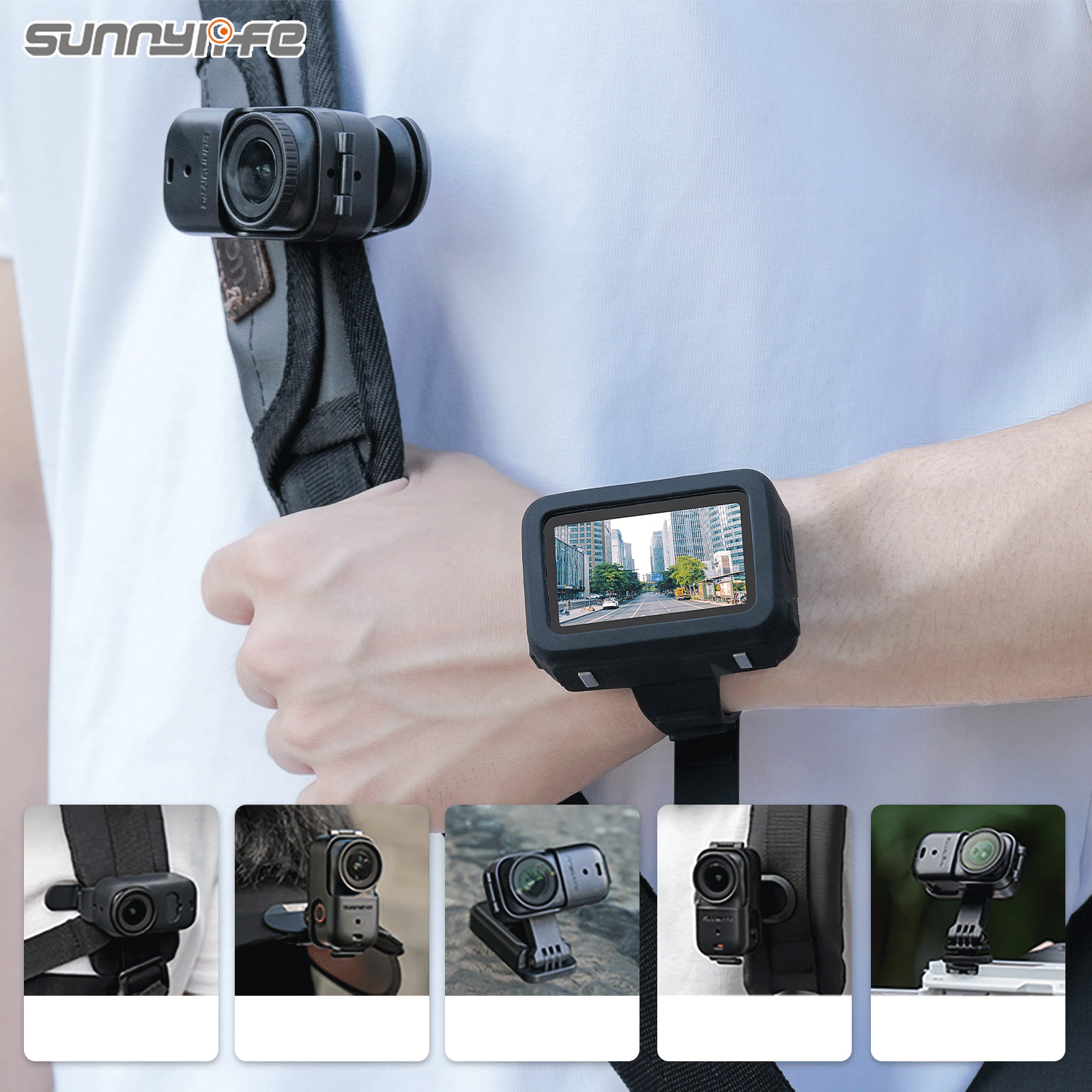 Sunnylife Vision Dock Strap Wristband Expansion Band Silicone Protective Cover Bicycle Strap Cat Collar for Osmo Nano
