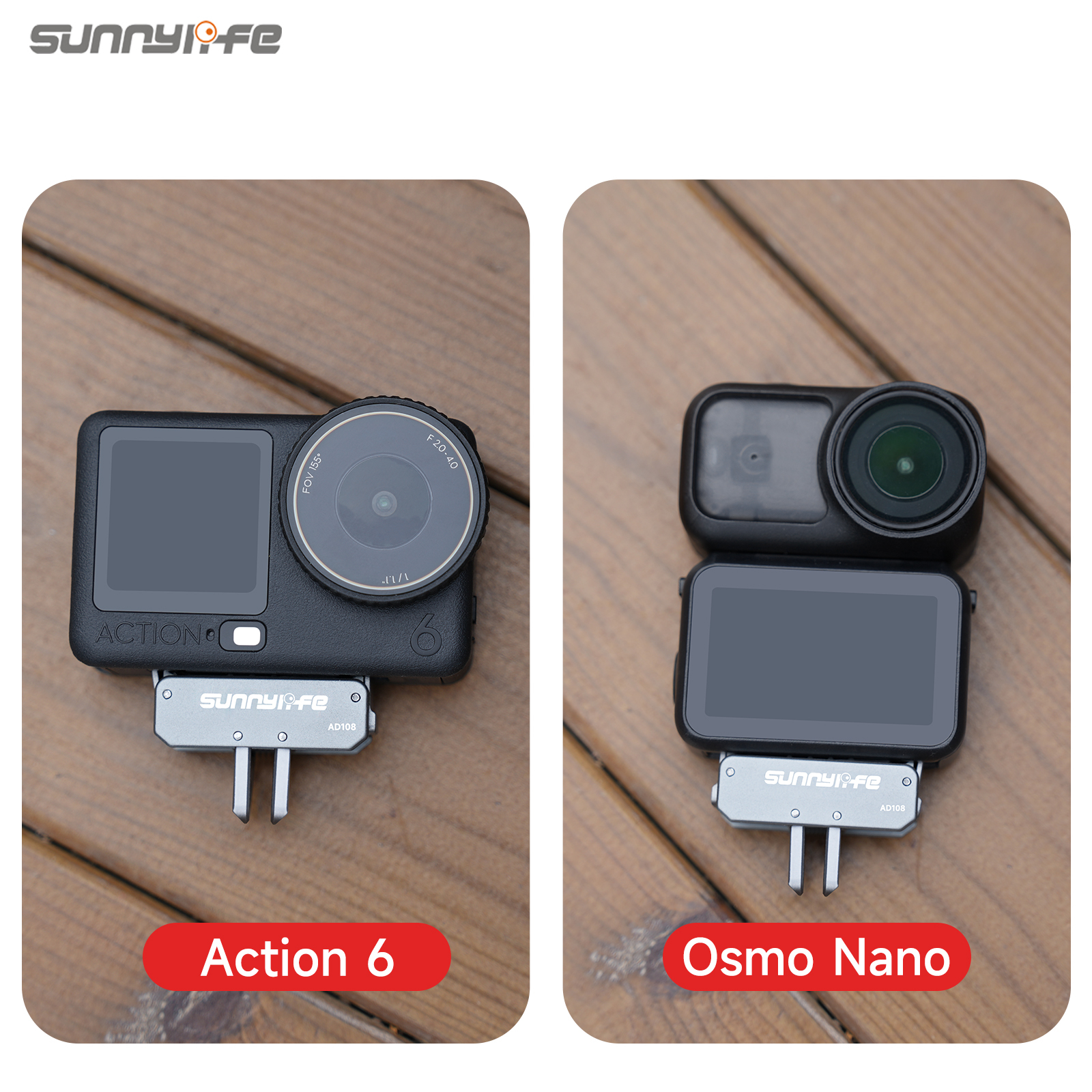 Sunnylife  Dual-Direction Magnetic Quick Release  Metal Adapter Mount Action Camera Cam Stand 1/4" Adapter for OSMO Nano/Action 6