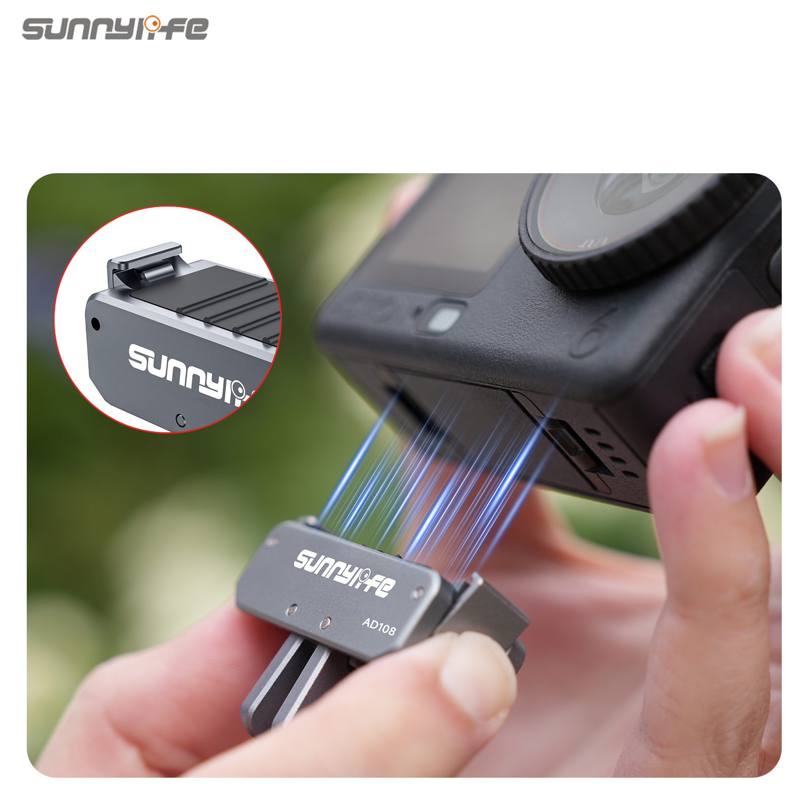 Sunnylife  Dual-Direction Magnetic Quick Release  Metal Adapter Mount Action Camera Cam Stand 1/4" Adapter for OSMO Nano/Action 6