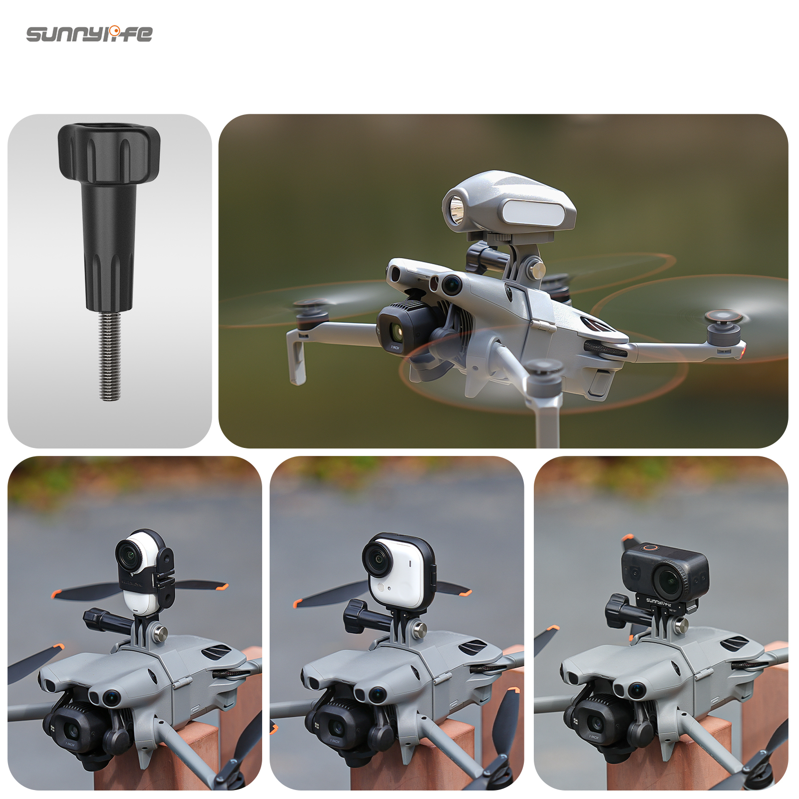 Sunnylife Multifunctional Drone Expansion Mount Action Camera Holder Adapter Drone Light for Mini 5 Pro