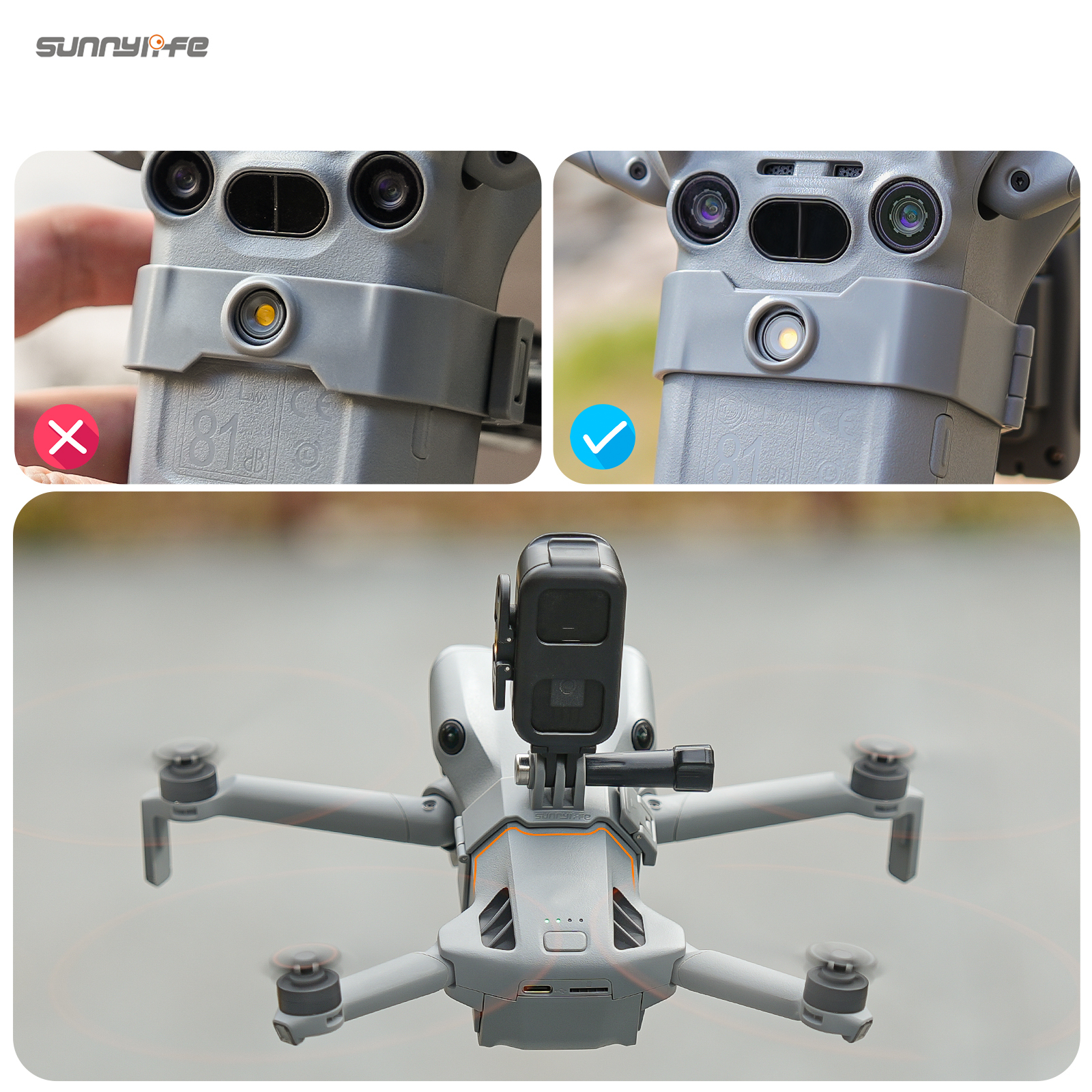 Sunnylife Multifunctional Drone Expansion Mount Action Camera Holder Adapter Drone Light for Mini 5 Pro