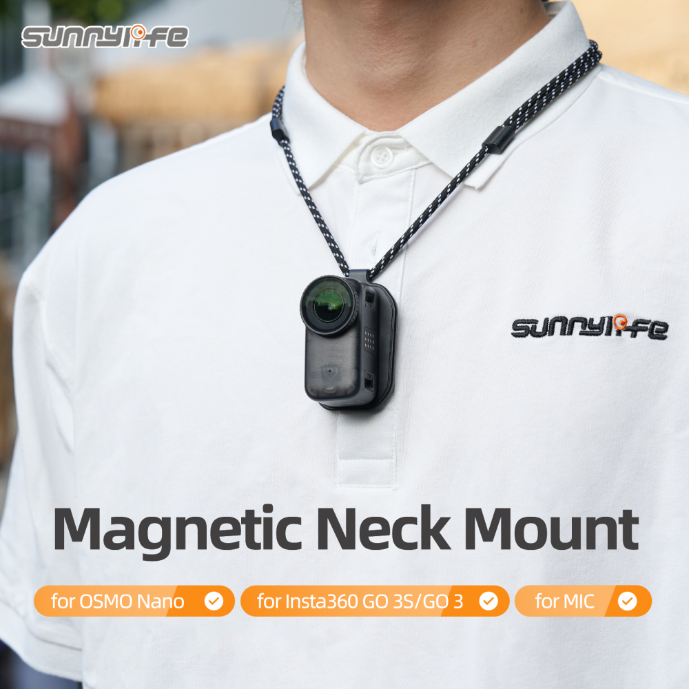 Sunnylife Magnetic Neck Mount Chest Body Camera Neck Lanyard POV Vlog Holder Accessories for OSMO Nano/Insta360 GO 3/GO 3S/MIC