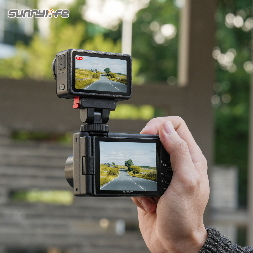 Sunnylife Cold Shoe Magnetic Quick Release Adapter Mount 1/4” 180° Tilt Adjustable Selfie Stick Adapter Stand for Osmo 360/Action 5 Pro/4/3/2