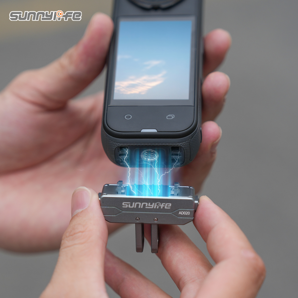 Sunnylife Metal Magnetic Quick Release Adapter Mount Action Camera Foldable Cam Stand 1/4" Adapter for Insta360 X4 Air/X5/Ace/Ace Pro 2/1