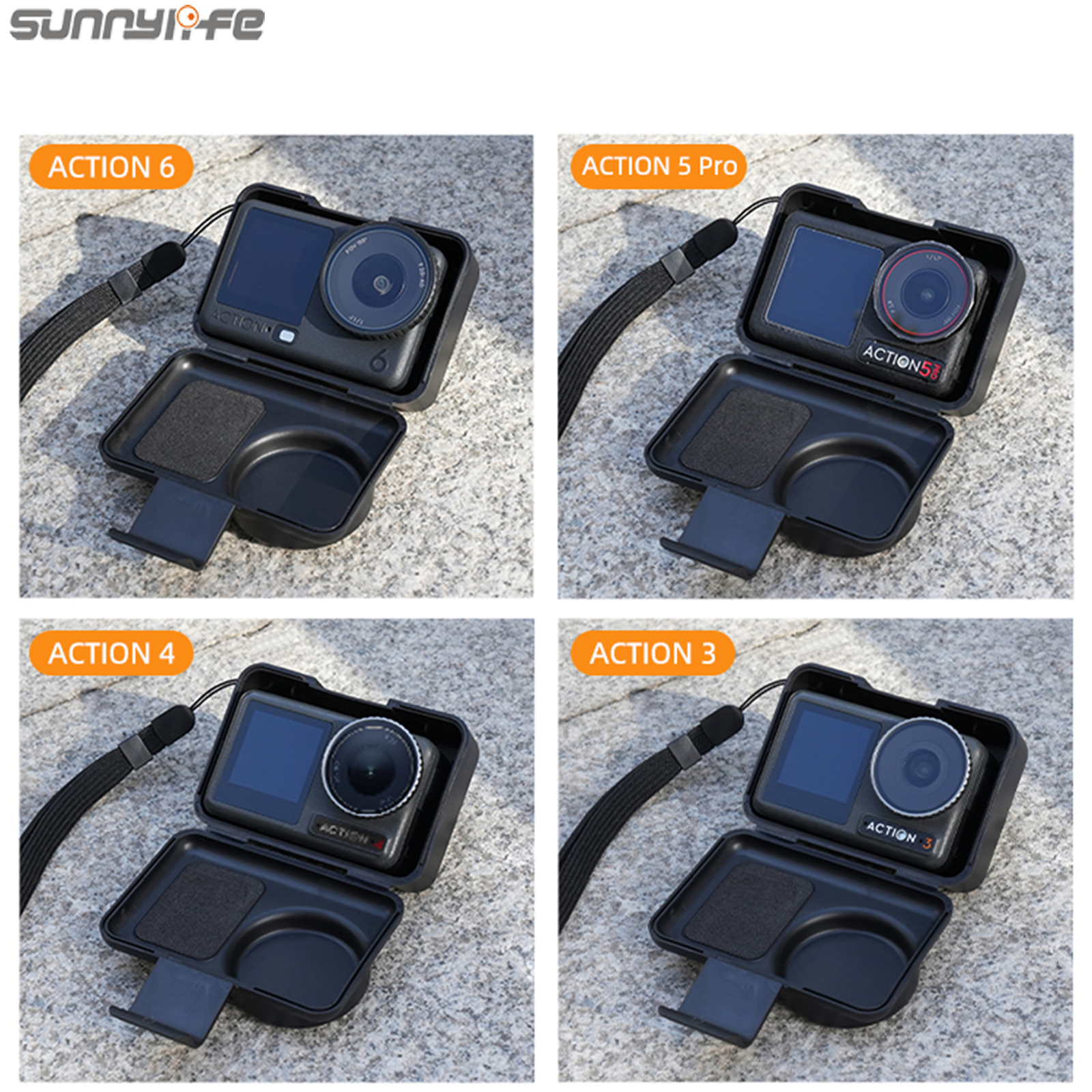 Sunnylife Portable Protective Case with Lanyard Shock-proof Storage Box Mini Storage Case Dust-proof Accessories for ACTION 6/5 Pro/4/3