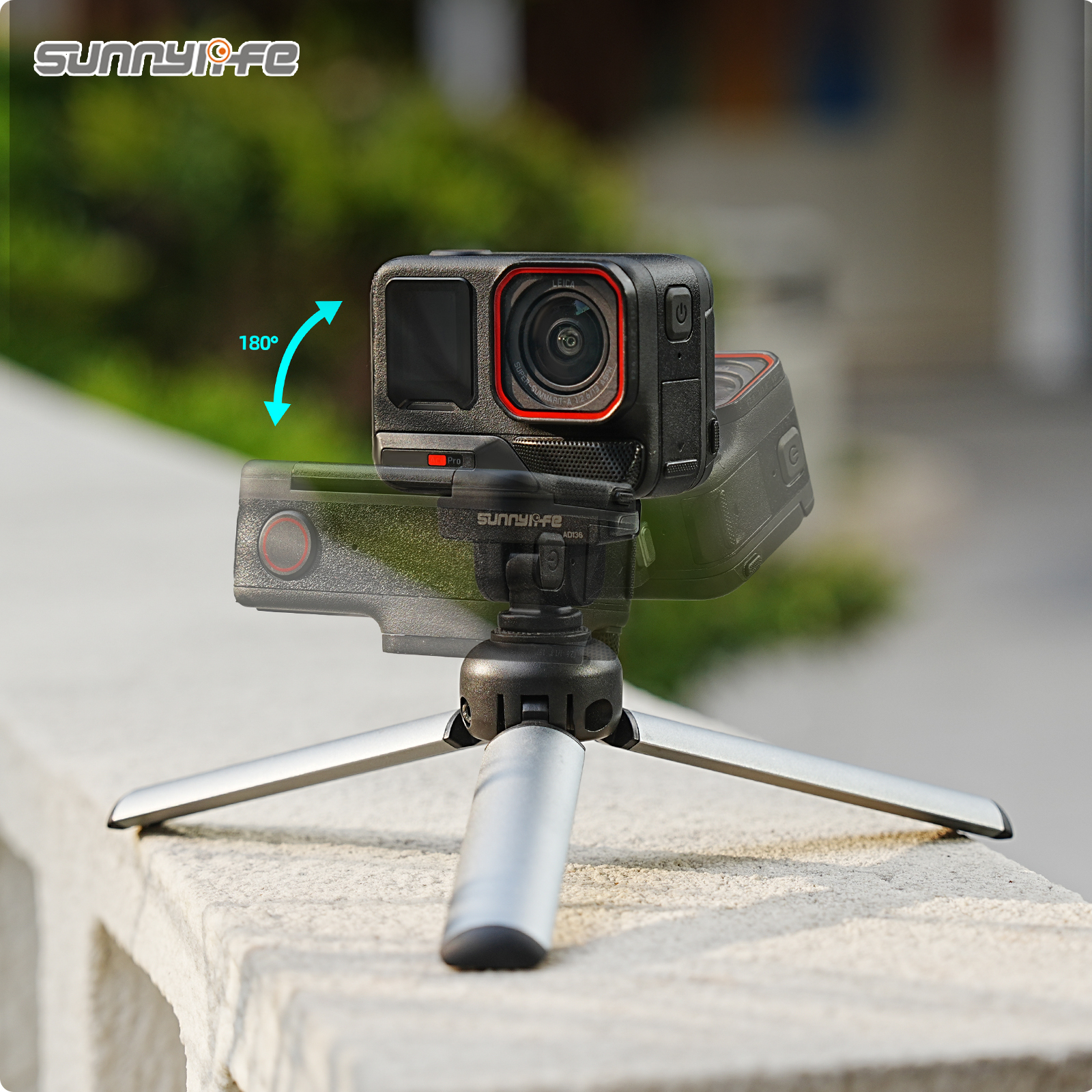 Sunnylife Magnetic Quick Release Adapter Mount 1/4” 180° Tilt Adjustable Selfie Stick Adapter Stand for Insta360 X4 Air/X5//Ace Pro 2/1/Ace