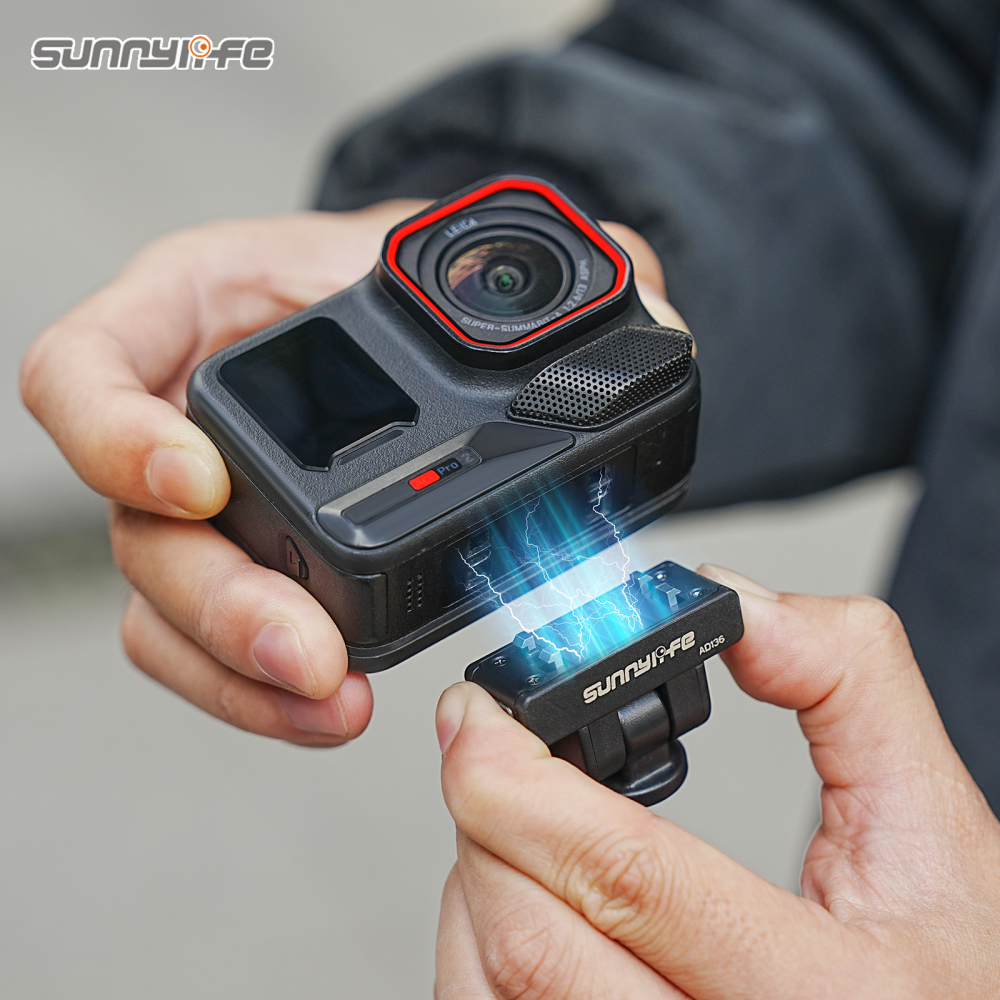 Sunnylife Magnetic Quick Release Adapter Mount 1/4” 180° Tilt Adjustable Selfie Stick Adapter Stand for Insta360 X4 Air/X5//Ace Pro 2/1/Ace