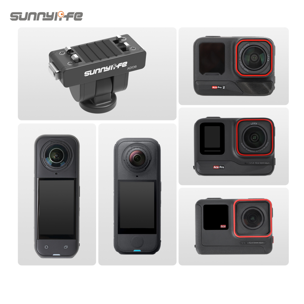 Sunnylife Magnetic Quick Release Adapter Mount 1/4” 180° Tilt Adjustable Selfie Stick Adapter Stand for Insta360 X4 Air/X5//Ace Pro 2/1/Ace