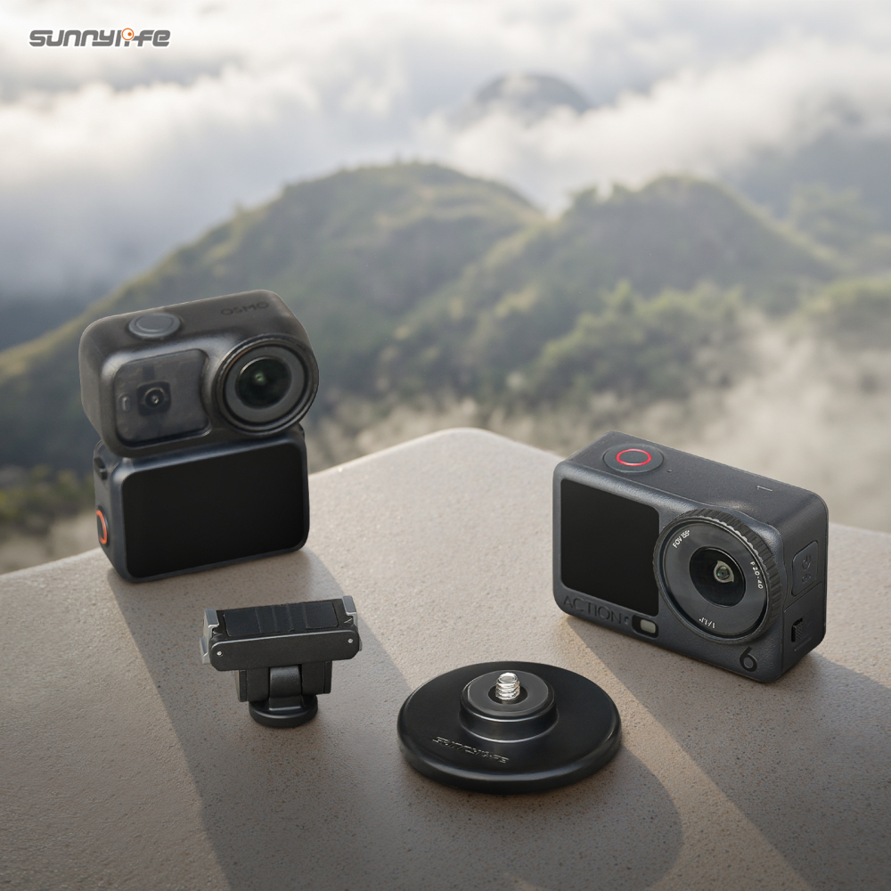 Sunnylife Quick-Release Dual-Direction Magnetic Base Mount 1/4” 180° Tilt Adjustable Tabletop Base Bracket for Osmo Nano/Action 6