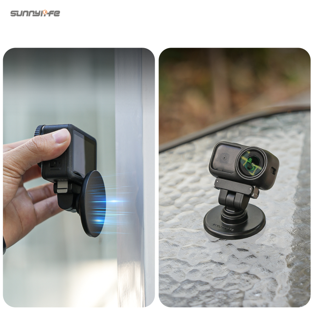 Sunnylife Quick-Release Dual-Direction Magnetic Base Mount 1/4” 180° Tilt Adjustable Tabletop Base Bracket for Osmo Nano/Action 6