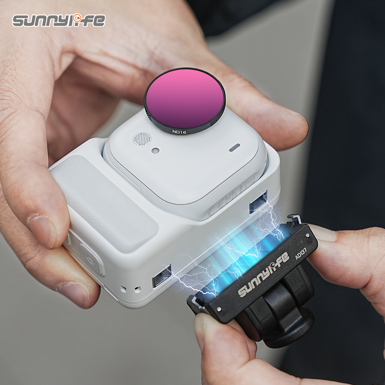 Sunnylife Magnetic Quick Release Adapter Mount 1/4” Interface 180° Tilt Adjustable Selfie Stick Adapter Stand for Insta360 GO Ultra