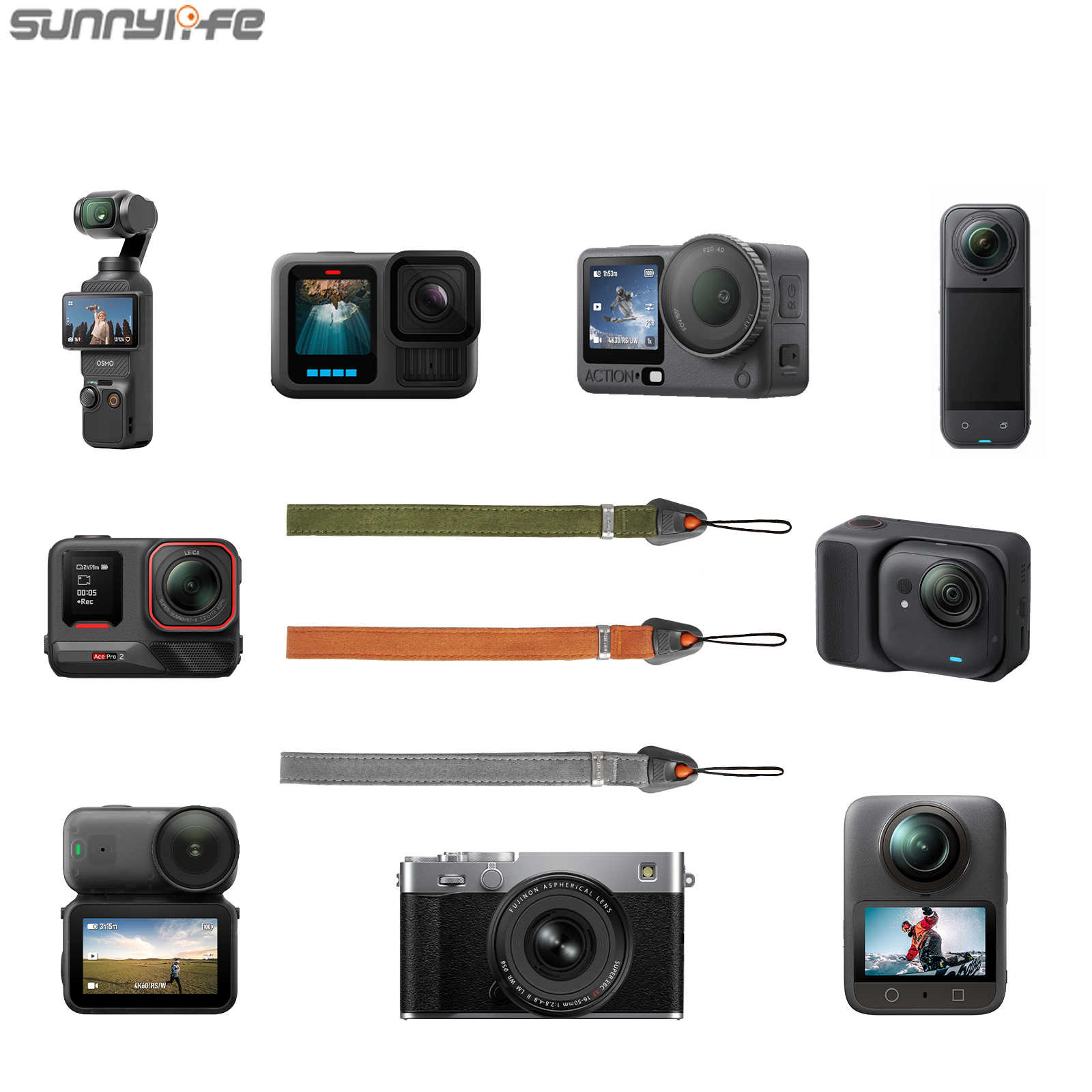 Sunnylife Universal  Quick-Release Wrist Strap Adjustable Wrist Lanyard Soft Safe Rope for Action Camera