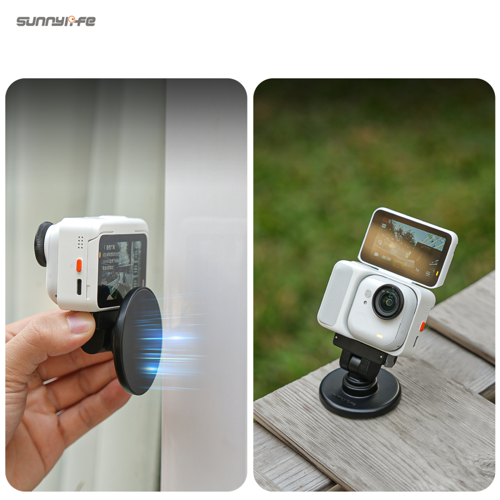Sunnylife Quick-Release Magnetic Base Mount 1/4in 180° Tilt Adjustable Tabletop Base Bracket for Insta360 GO Ultra