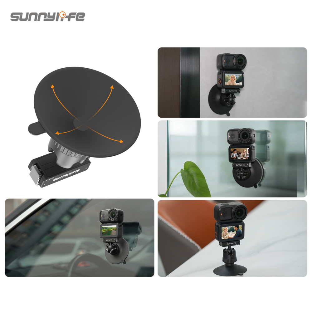 Sunnylife Dual-Direction Magnetic Quick-Release Ball-Joint Adapter Mount 360° Rotatable Adjustable Suction Cup Bracket for Osmo Nano/Action 6