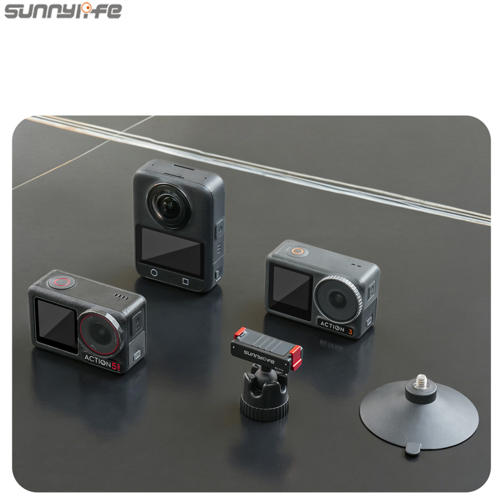 Sunnylife Magnetic Quick-Release Ball-Joint Adapter Mount  360° Rotatable Suction Cup Bracket for Osmo 360/Action 5 Pro/4/3