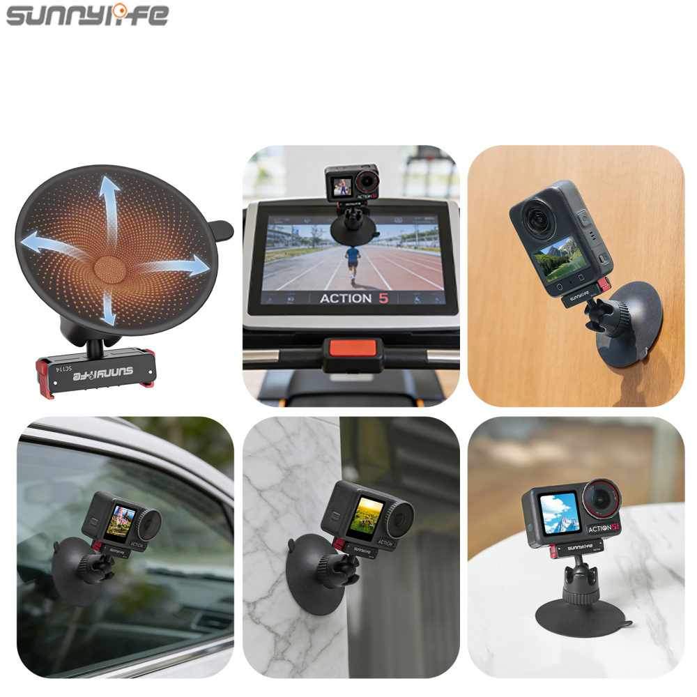 Sunnylife Magnetic Quick-Release Ball-Joint Adapter Mount  360° Rotatable Suction Cup Bracket for Osmo 360/Action 5 Pro/4/3