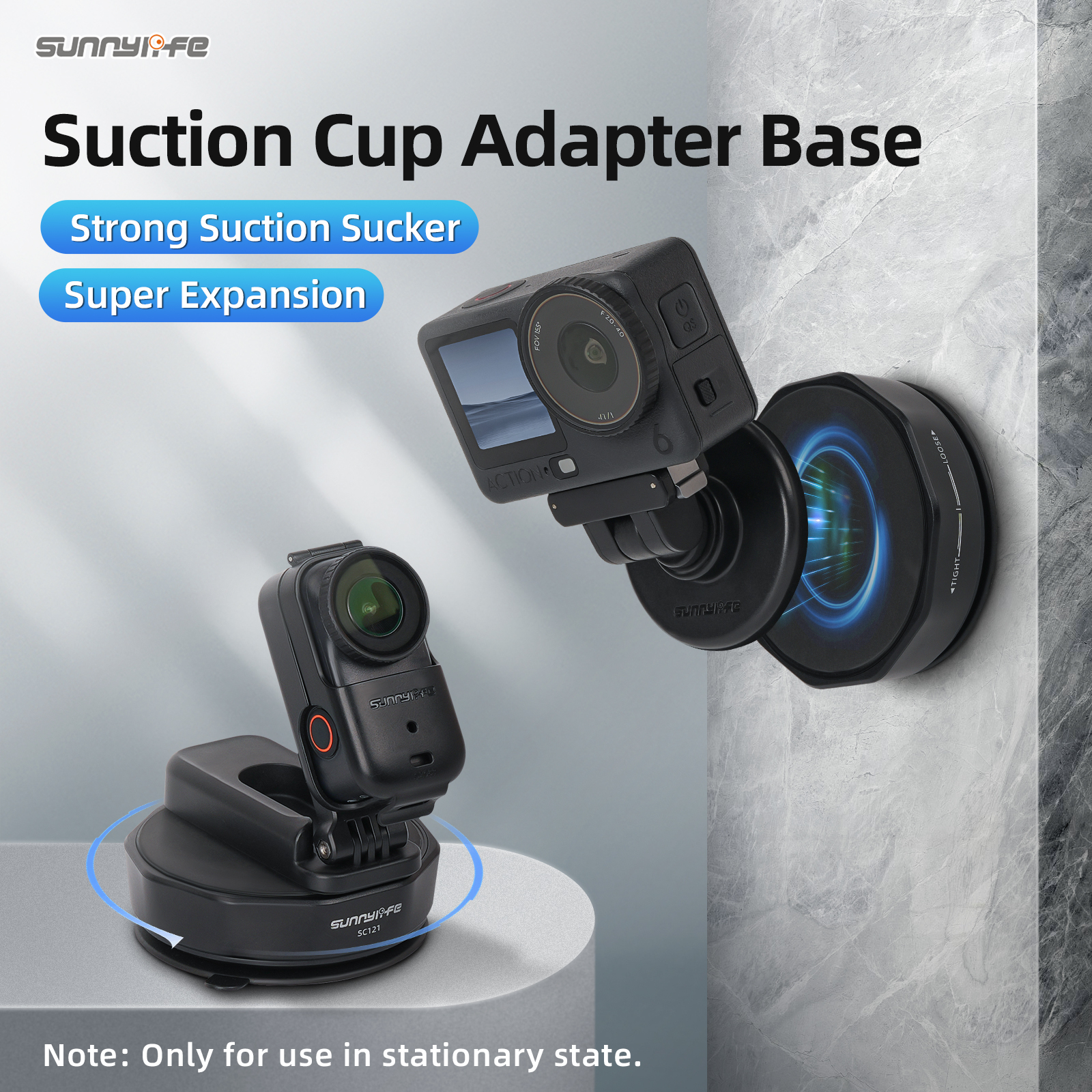 Sunnylife Universal Suction Cup Adapter Base Strong Suction Sucker Accessory for Action Camera