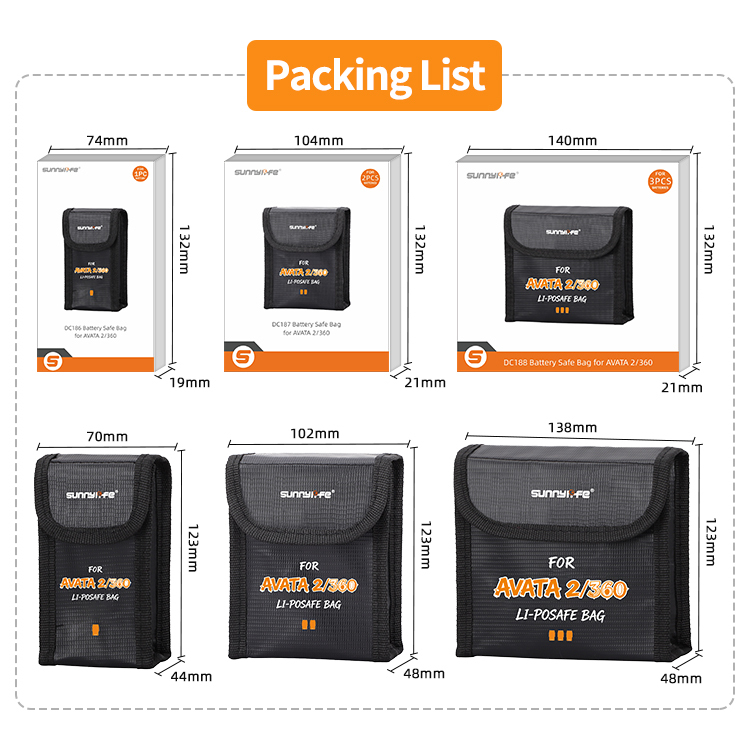 Sunnylife Battery Safe Bag Protective Li-Po Safe Bag Explosion-proof Accessories for AVATA 2/360
