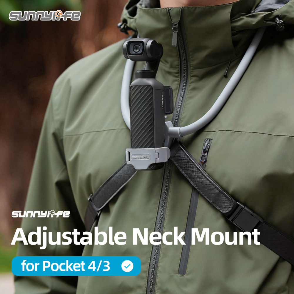 Sunnylife Adjustable POV Neck Mount Hand Free Video Vlog Neck Selfie Holder with Body Strap for Pocket 4/3