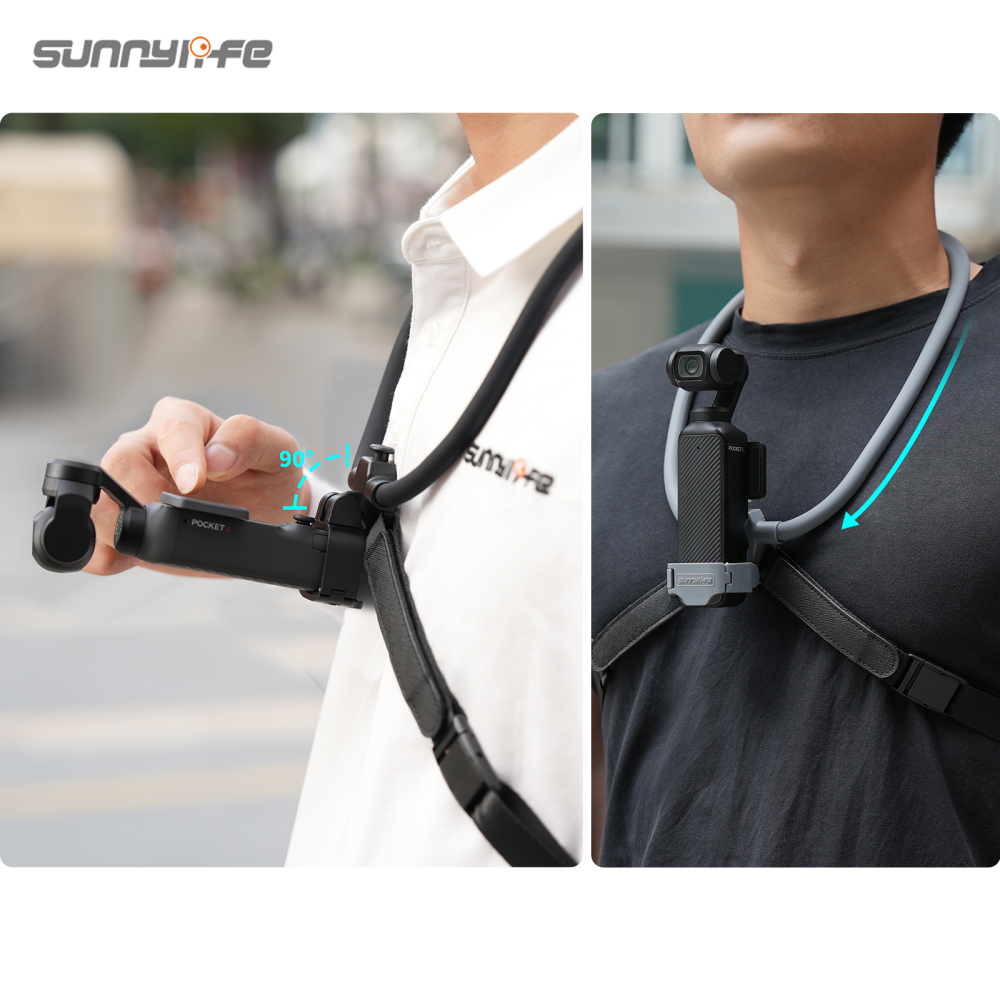 Sunnylife Adjustable POV Neck Mount Hand Free Video Vlog Neck Selfie Holder with Body Strap for Pocket 4/3
