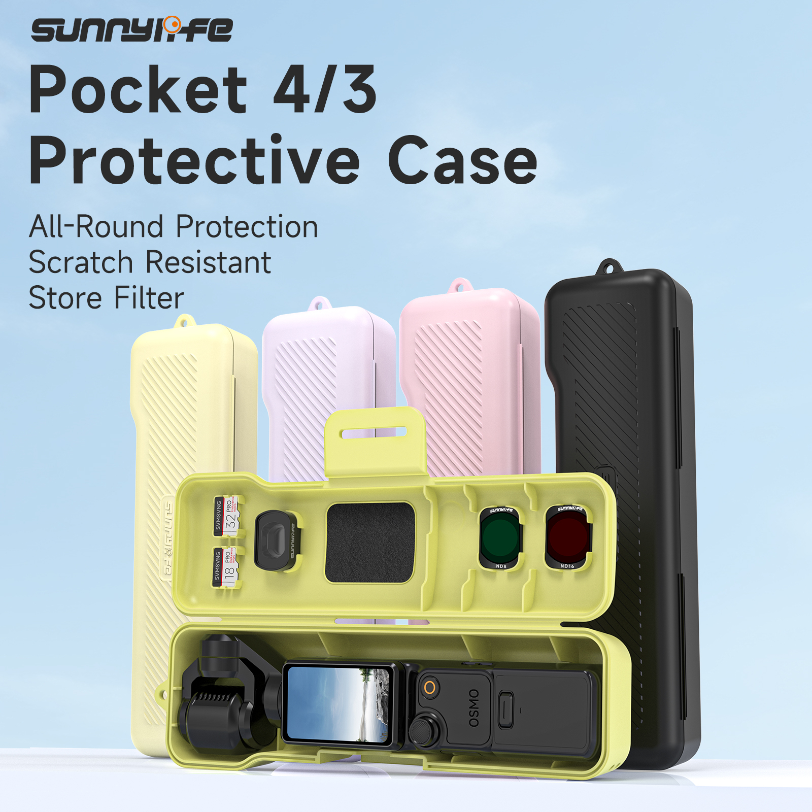 Sunnylife Protective Case Gimbal Camera Protector with Lanyard Shock-proof Protective Cover Storage Box Accessories for Osmo Pocket 4/3