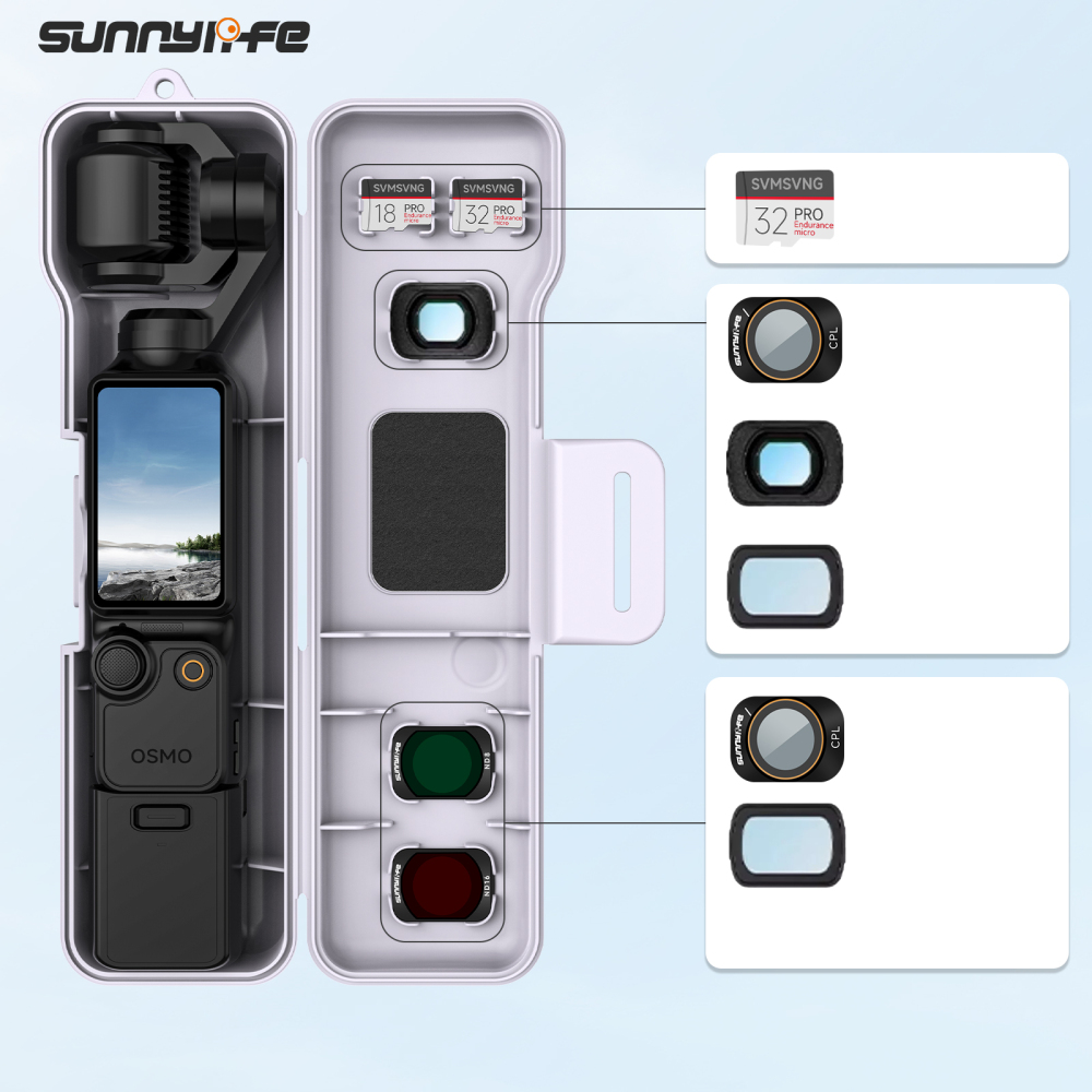 Sunnylife Protective Case Gimbal Camera Protector with Lanyard Shock-proof Protective Cover Storage Box Accessories for Osmo Pocket 4/3
