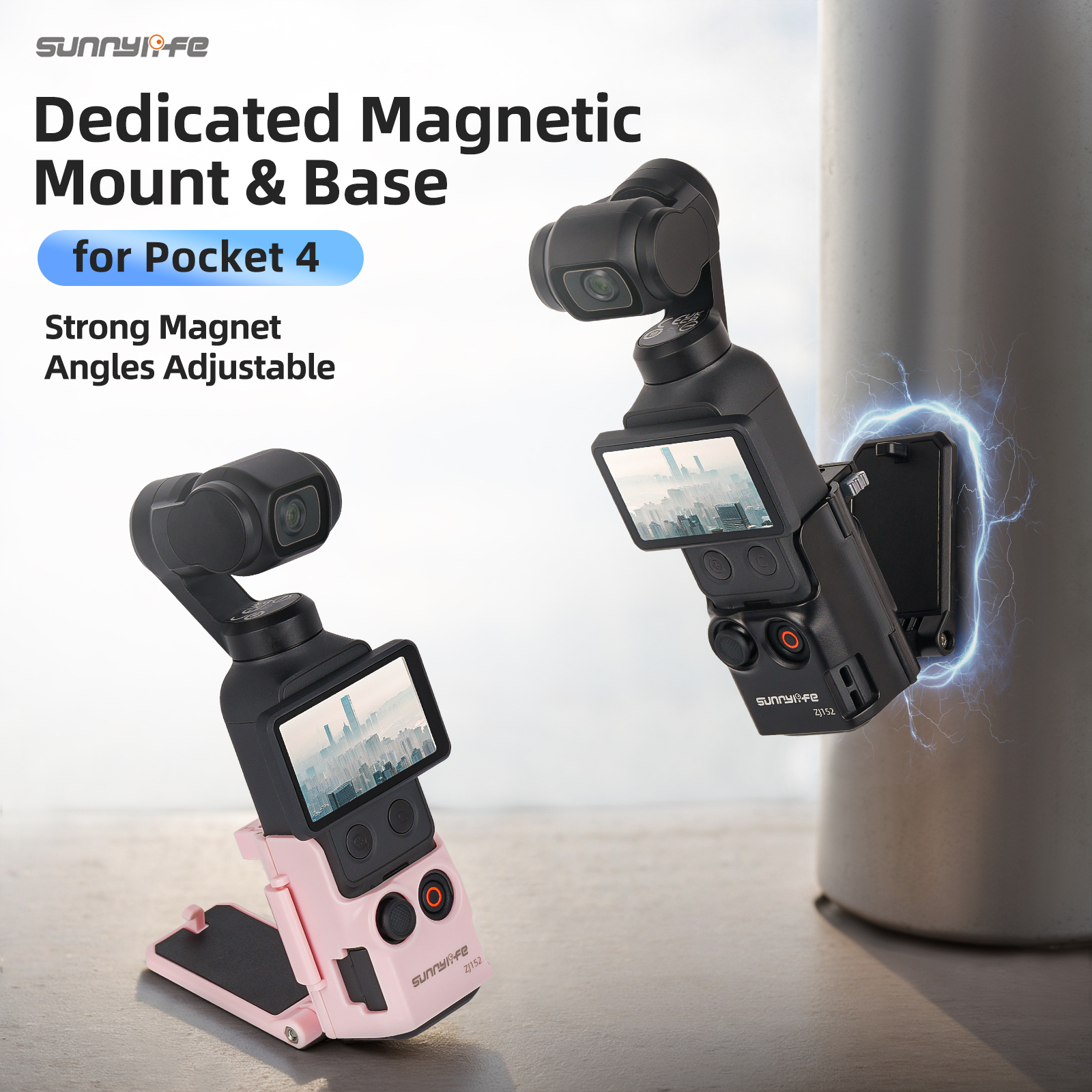 Sunnylife Multifunctional Magnetic Mount Tabletop Base Bracket Angles Adjustable Accessories for Osmo Pocket 4