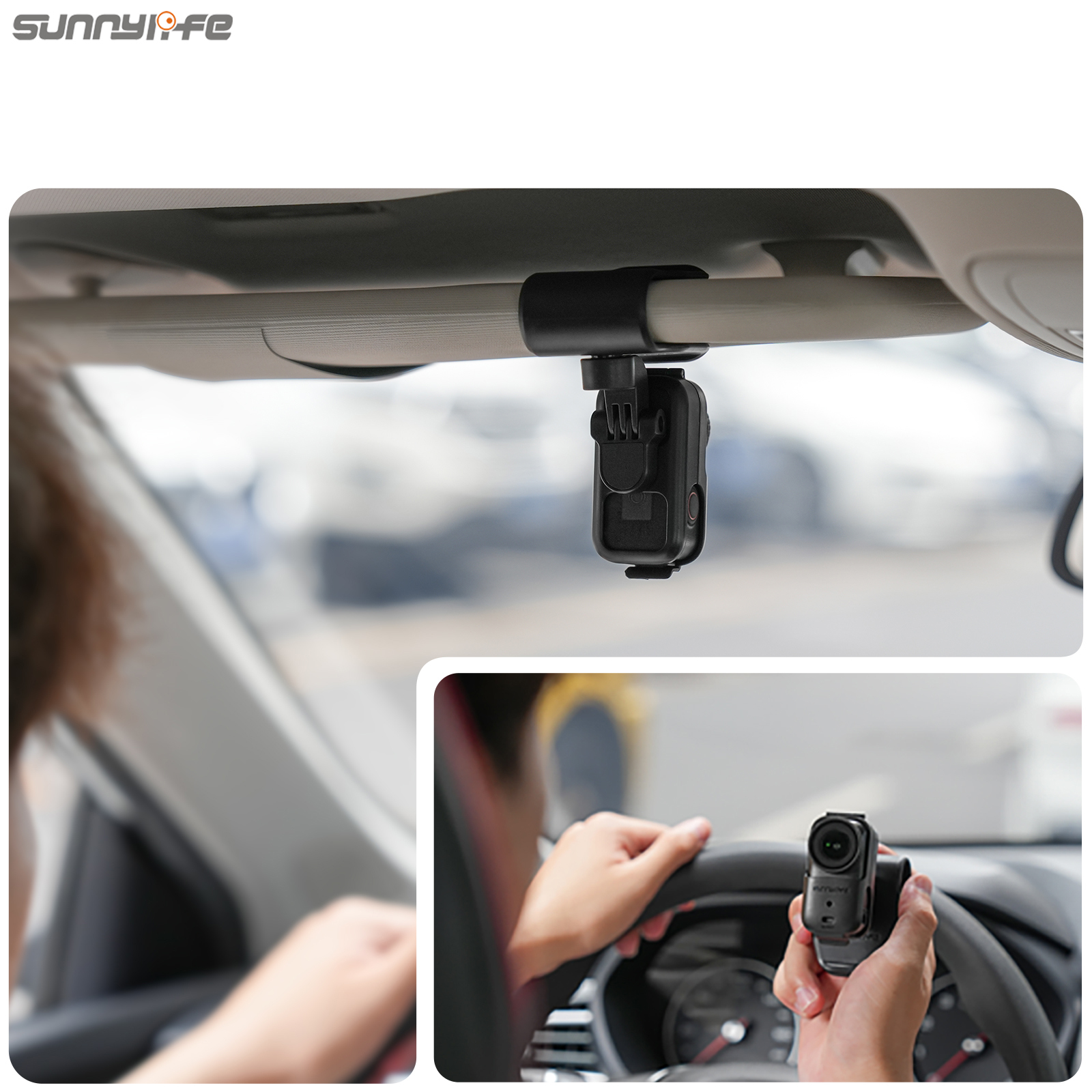 Sunnylife Car Sun Visor Mount Action Camera Holder 360°Rotating 90° Tilt Sun Visor Holder for Osmo Nano