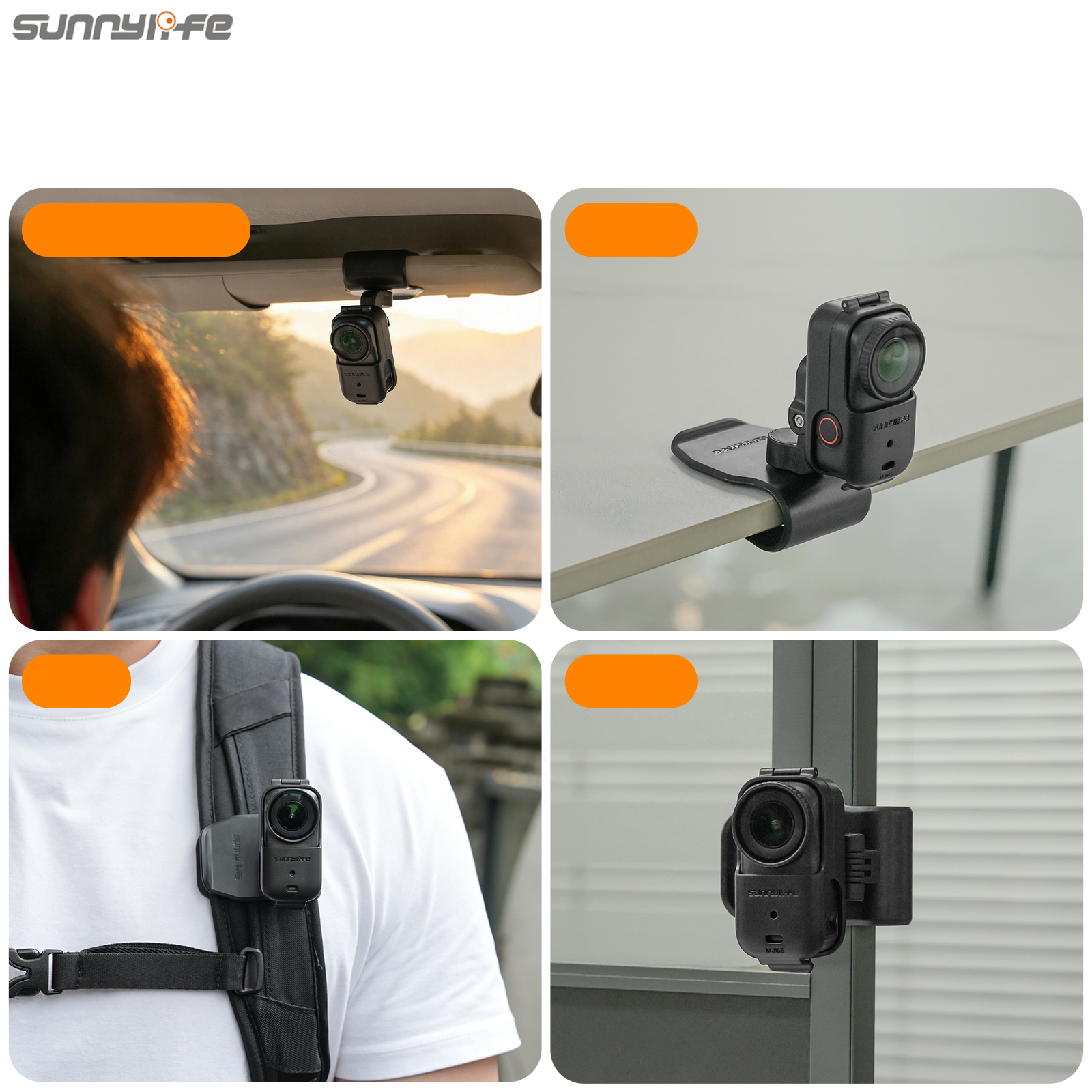 Sunnylife Car Sun Visor Mount Action Camera Holder 360°Rotating 90° Tilt Sun Visor Holder for Osmo Nano