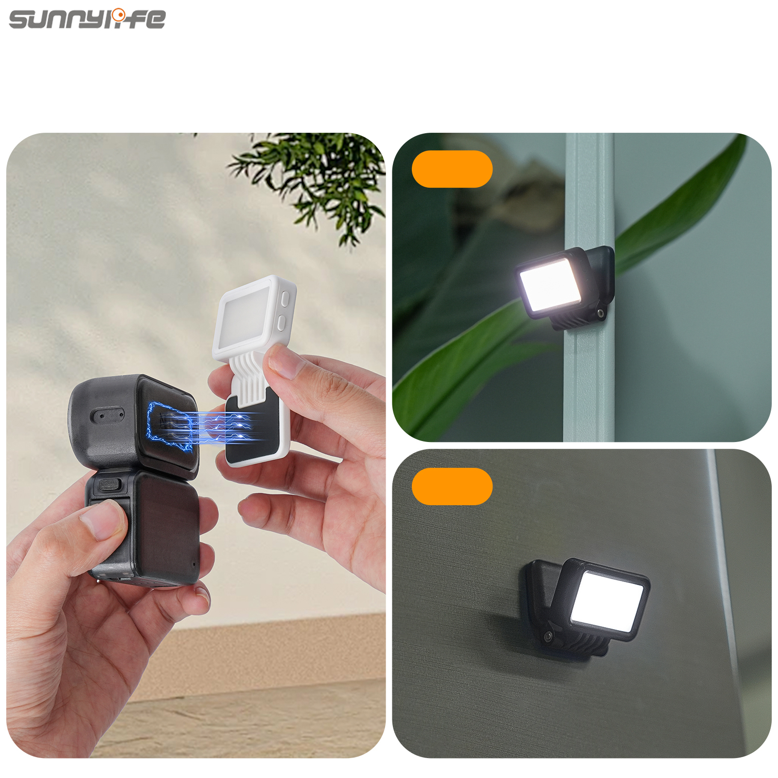 Sunnylife Foldable Magnetic LED Video Light Adjustable Fill Light Tri-Color Dimmable Portable Fill Lamp Photography for Osmo Nano