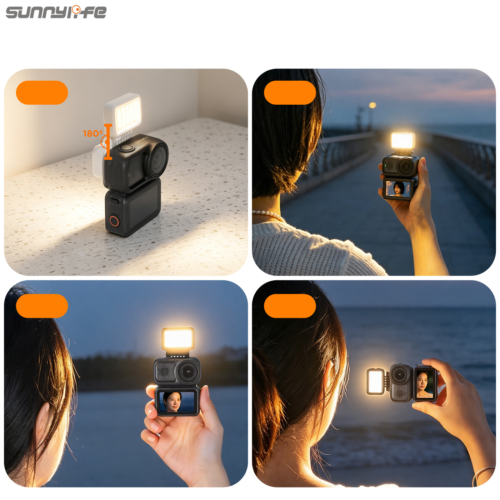 Sunnylife Foldable Magnetic LED Video Light Adjustable Fill Light Tri-Color Dimmable Portable Fill Lamp Photography for Osmo Nano