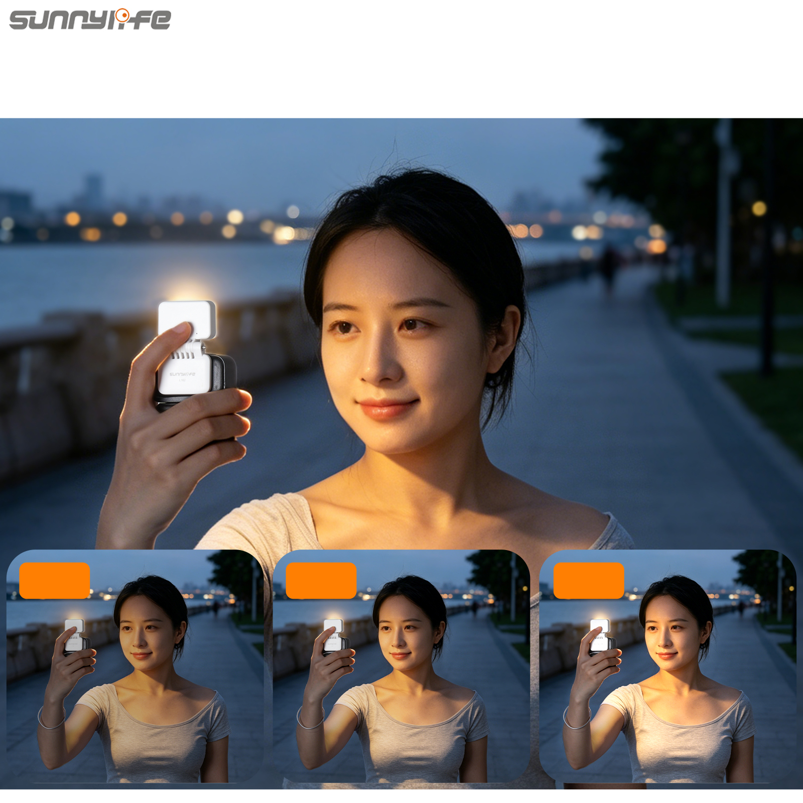 Sunnylife Foldable Magnetic LED Video Light Adjustable Fill Light Tri-Color Dimmable Portable Fill Lamp Photography for Osmo Nano