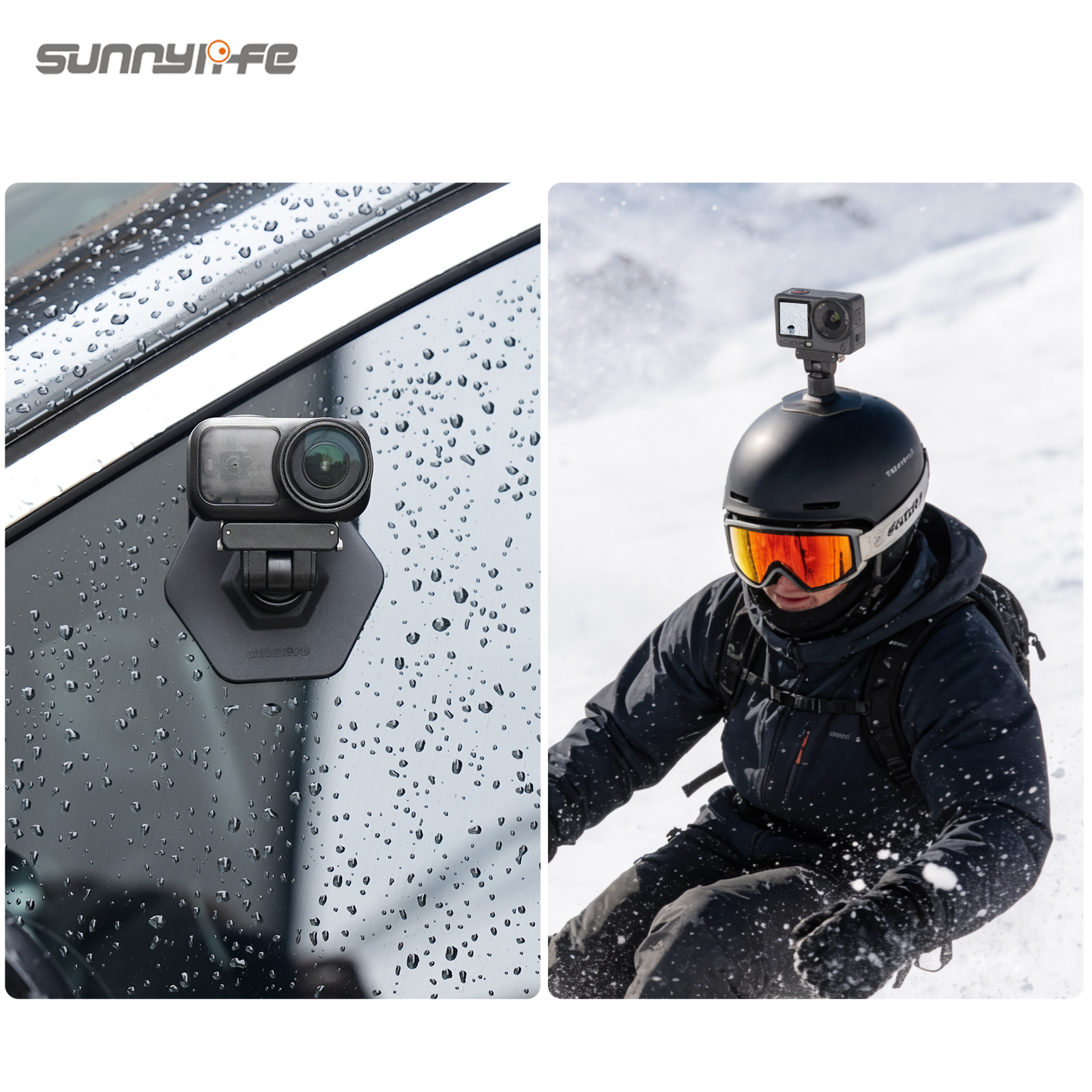 Sunnylife Dual-Direction Magnetic Flexible Adhesive Helmet Mount Base Quick-Release Action Camera Holder for Osmo Nano/Action 6