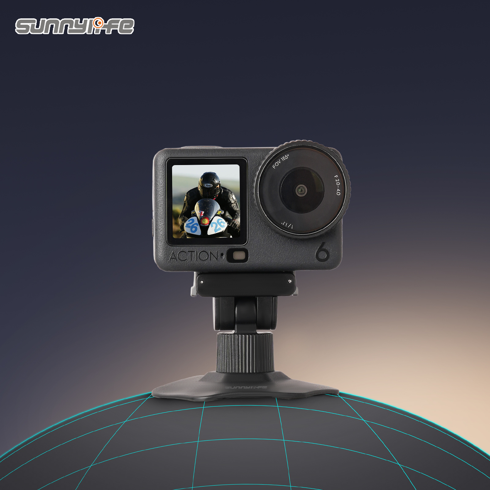 Sunnylife Dual-Direction Magnetic Flexible Adhesive Helmet Mount Base Quick-Release Action Camera Holder for Osmo Nano/Action 6