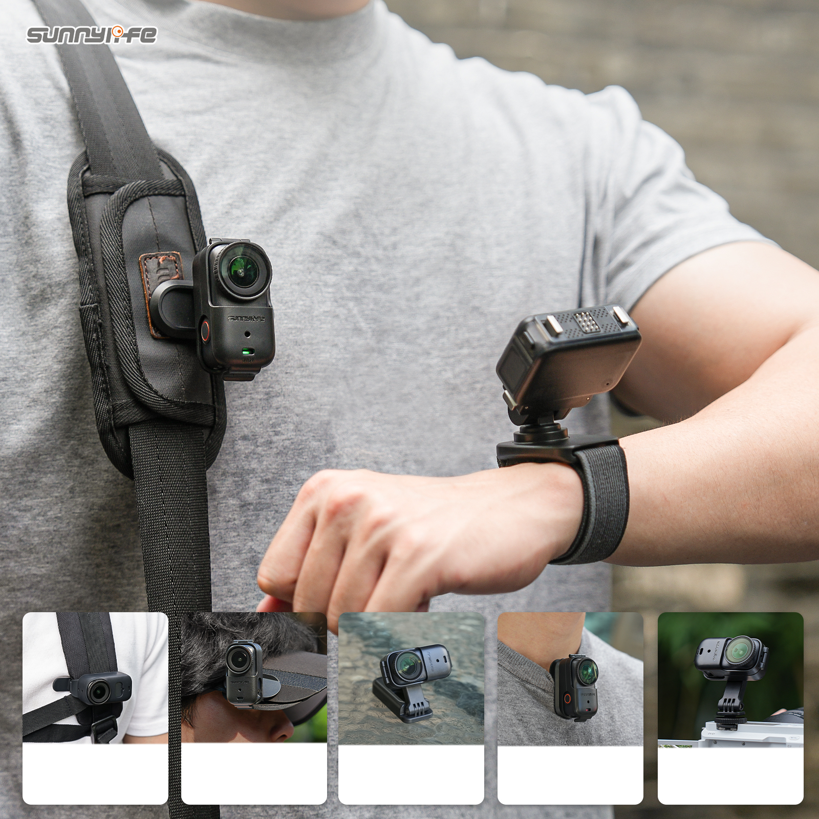 Sunnylife Magnetic Quick-Release Wrist Strap Adjustable Vision Dock Strap Wristband Expansion Band Bicycle Strap Cat Collar for Osmo Nano