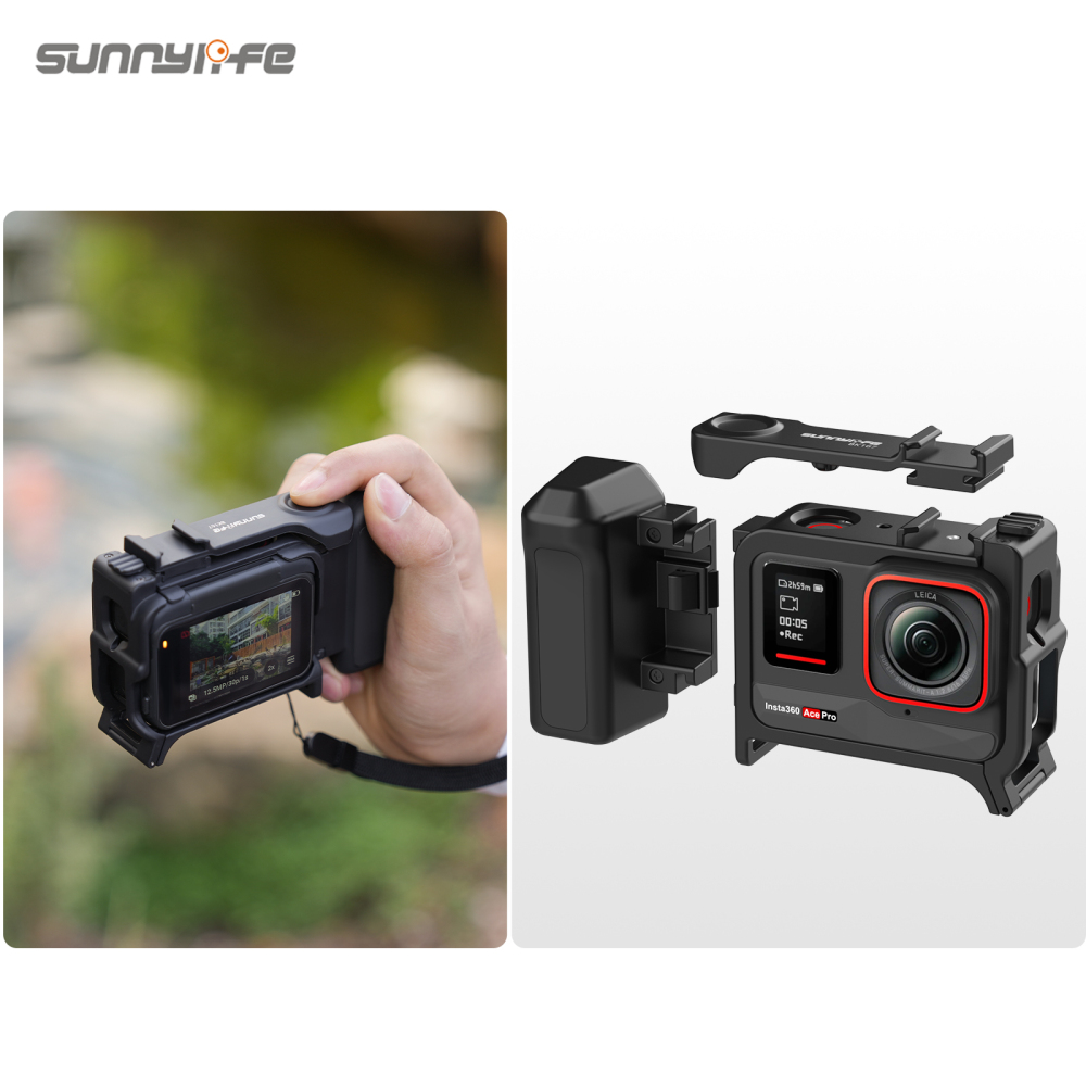 Sunnylife 2-in-1 Detachable Protective Frame & Street Photography Handle Ergonomic Hand Grip Quick Release Shutter Handle for Insta360 Ace Pro 2/1