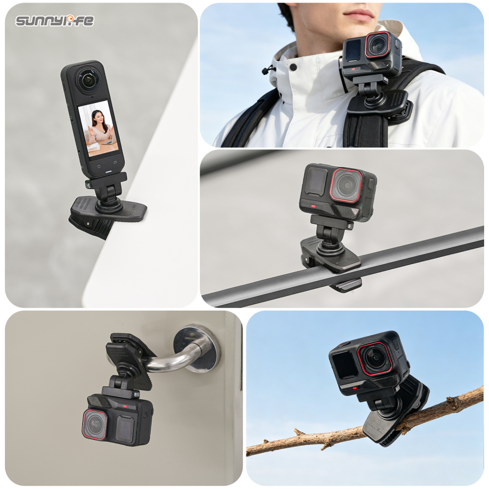 Sunnylife Magnetic Quick-Release Backpack Clip Action Camera Clamp Vertical-Horizontal Mount Accessories for Insta360 X4 Air/X5/Ace/Ace Pro 2/1