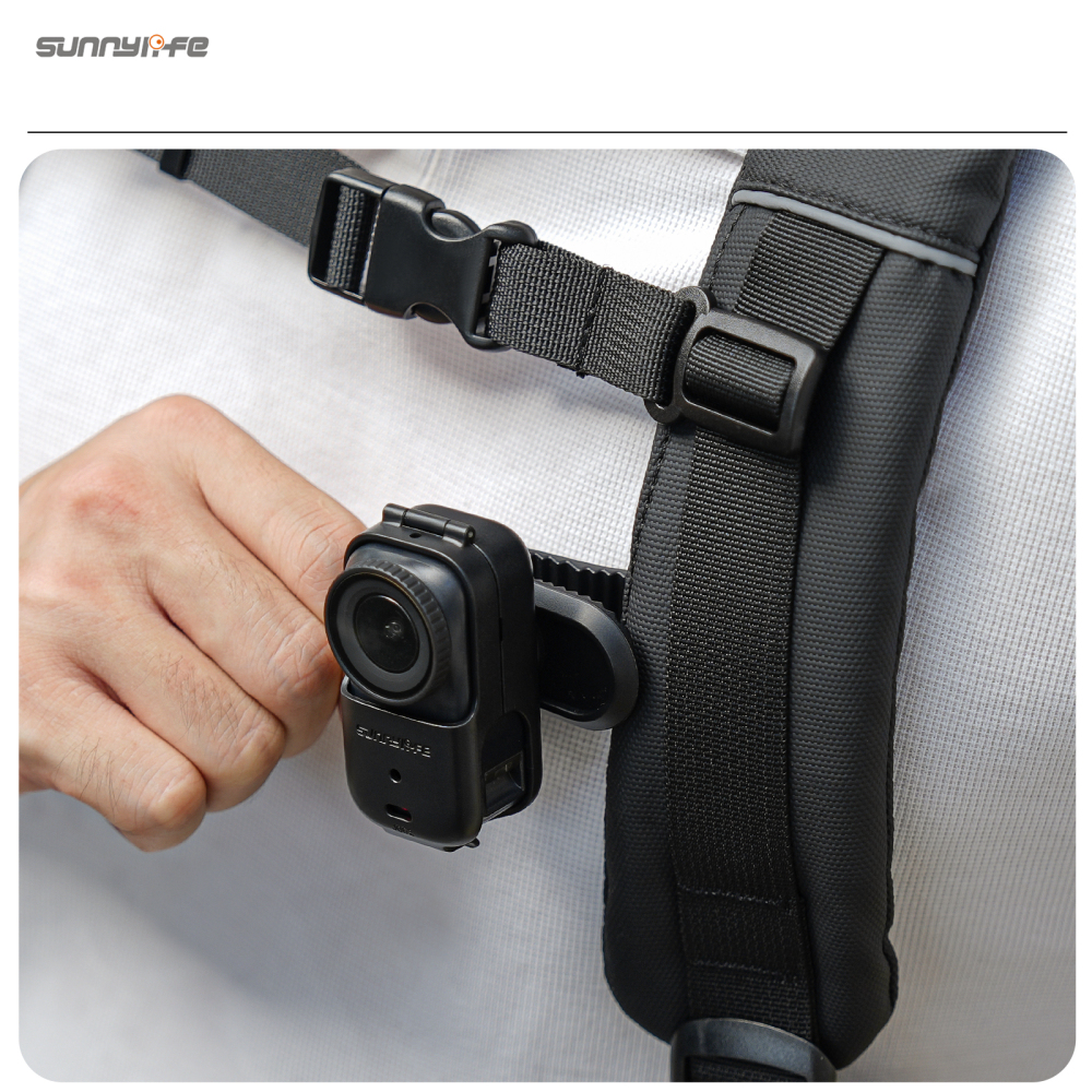 Sunnylife Backpack Clip Action Camera Clamp 360° Rotation Vertical-Horizontal Mount 90° Tilt Backpack Clip Accessories for Osmo Nano