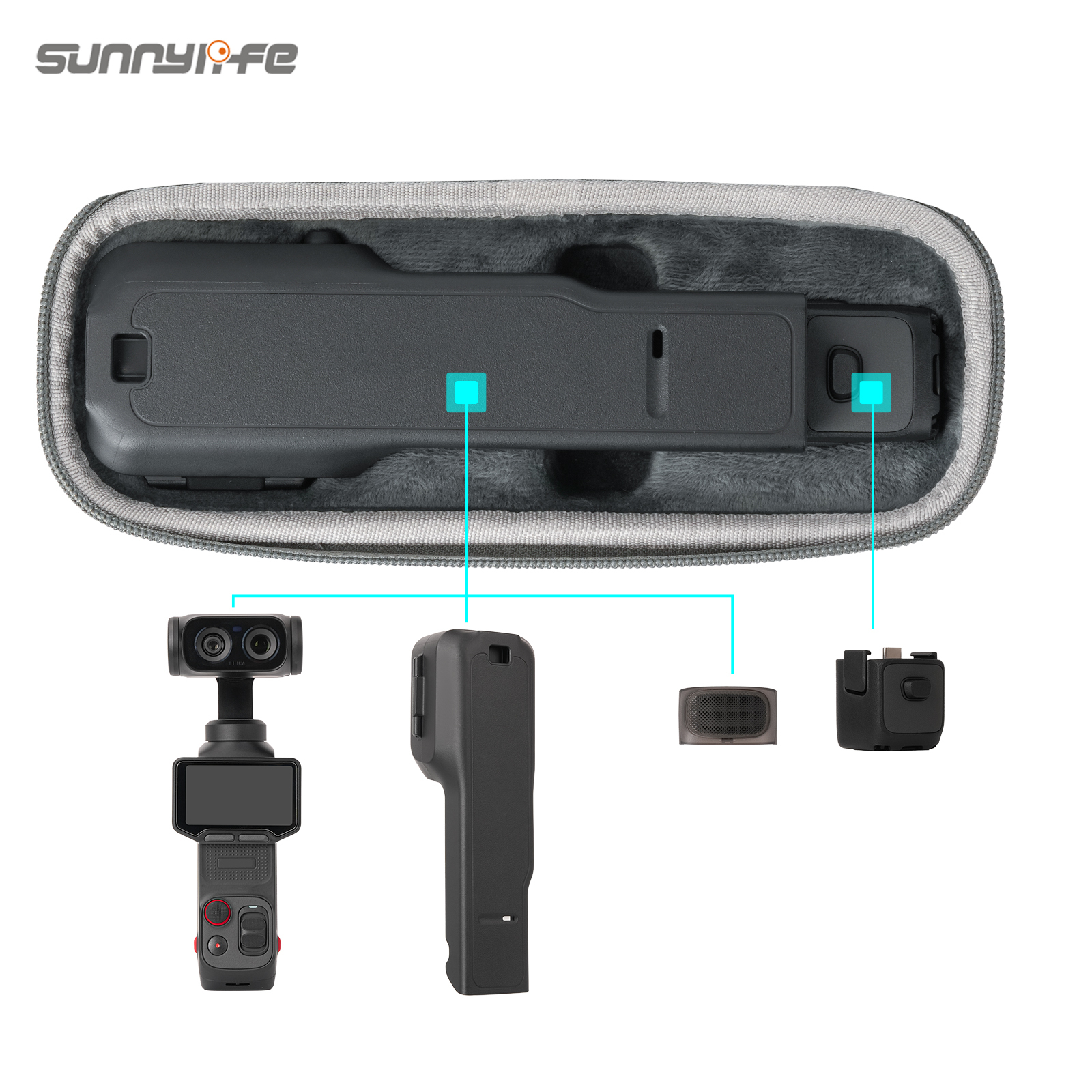Sunnylife Mini Carrying Case Handbag Portable Travel Case Protective Organizer Standard Combo Bags Accessories for Insta360 Luna Ultra