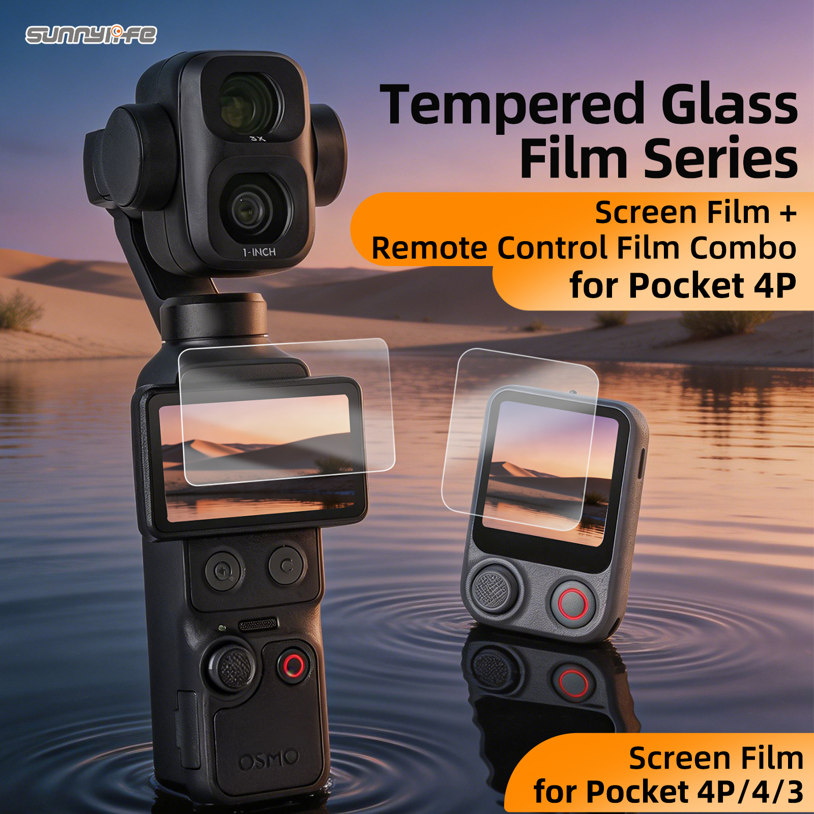 Sunnylife Lens Screen Protector Tempered Glass Protective Film Action Camera Accessories for Osmo Pocket 4P/4/3