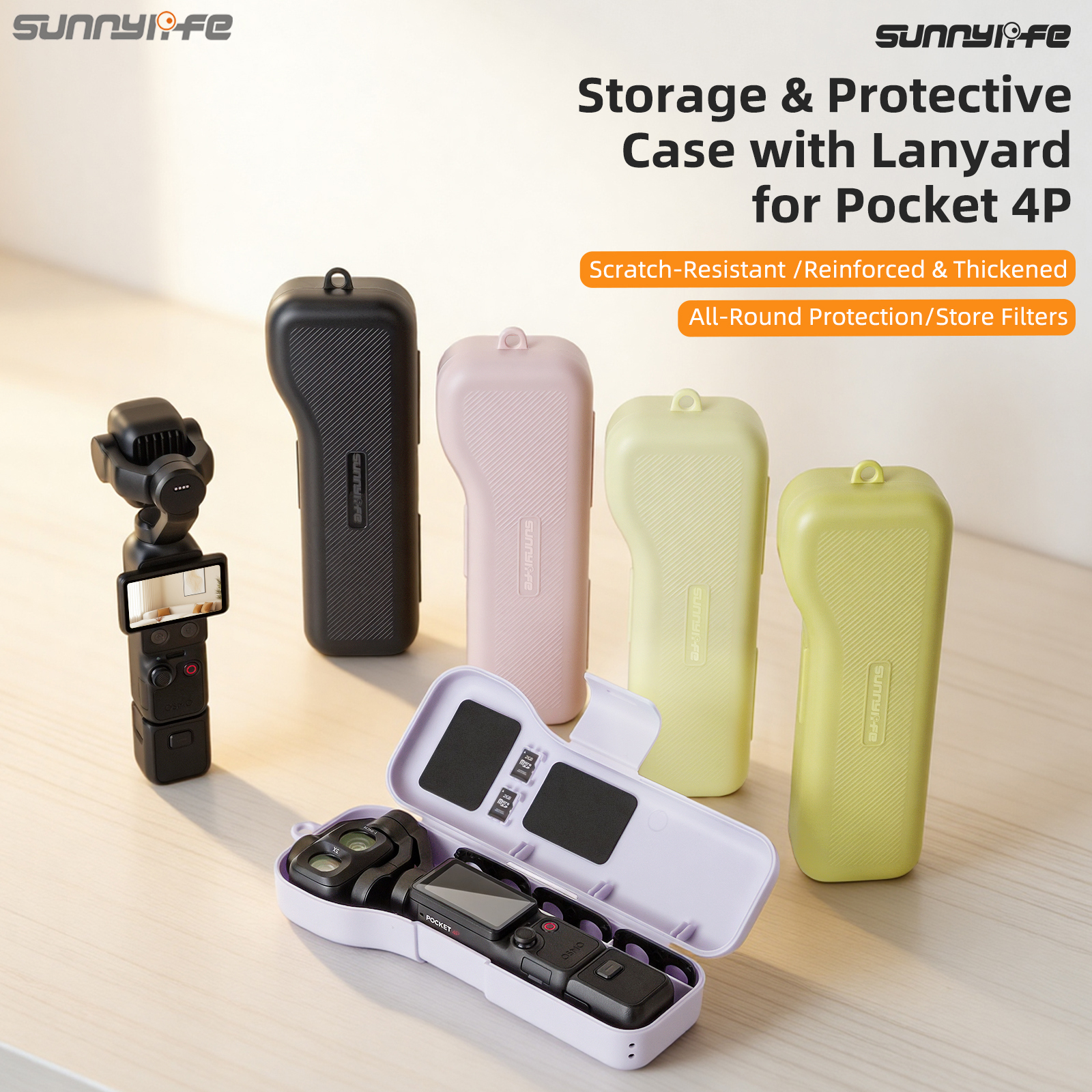 Sunnylife Protective Case Gimbal Camera Protector with Lanyard Shock-proof Protective Cover Storage Box Accessories for Osmo Pocket 4P