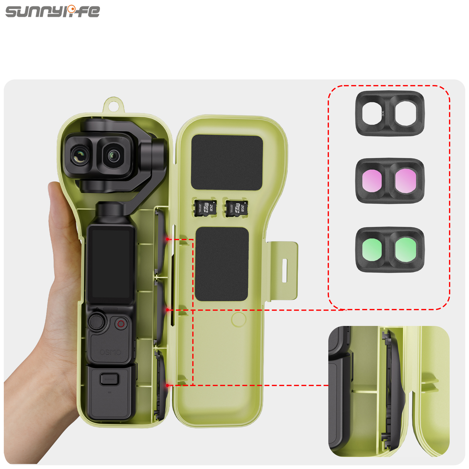 Sunnylife Protective Case Gimbal Camera Protector with Lanyard Shock-proof Protective Cover Storage Box Accessories for Osmo Pocket 4P