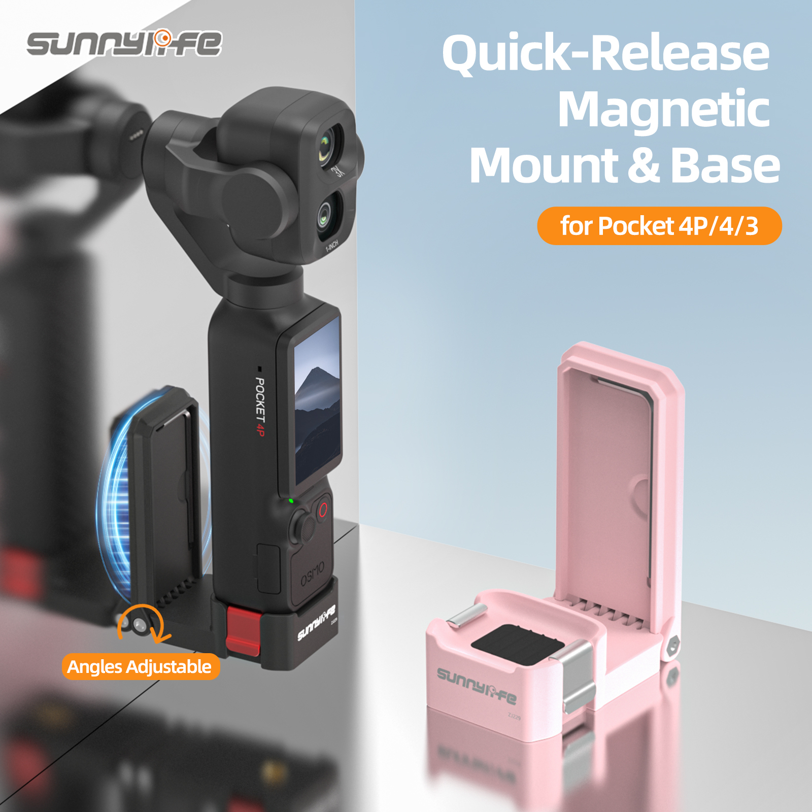 Sunnylife Quick-Release Magnetic Mount Tabletop Base Bracket Angles Adjustable Accessories for Osmo Pocket 4P/4/3