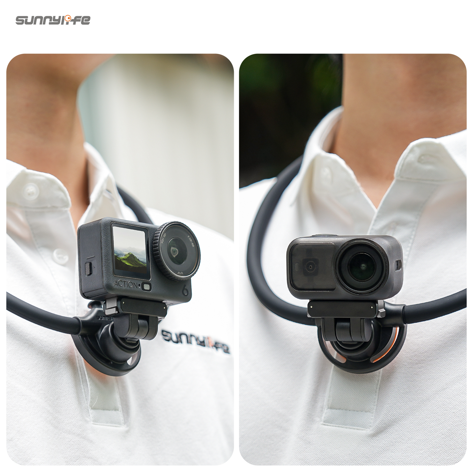 Sunnylife Magnetic POV Neck Mount Hand Free Video Vlog Neck Adjustable Selfie Holder with Body Strap for Osmo Nano/Action 6
