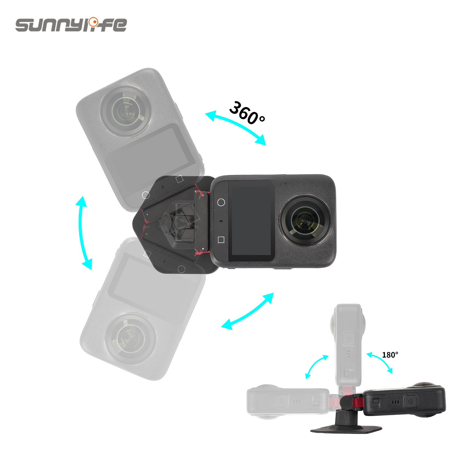 Sunnylife Magnetic Flexible Adhesive Helmet Mount Base Quick-Release Action Camera Holder for Osmo 360/Action 5 Pro/4/3/2