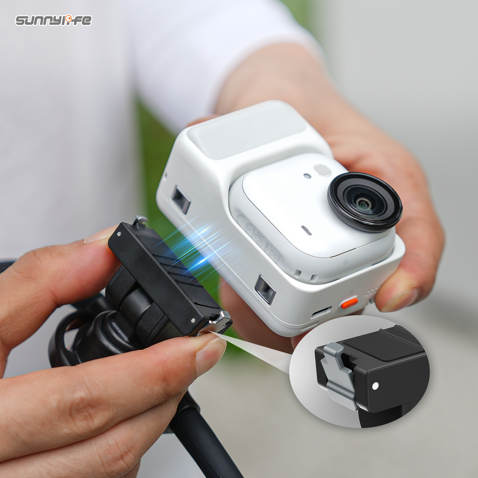 Sunnylife Magnetic POV Neck Mount Hand Free Video Vlog Neck Adjustable Selfie Holder with Body Strap for Insta360 GO Ultra