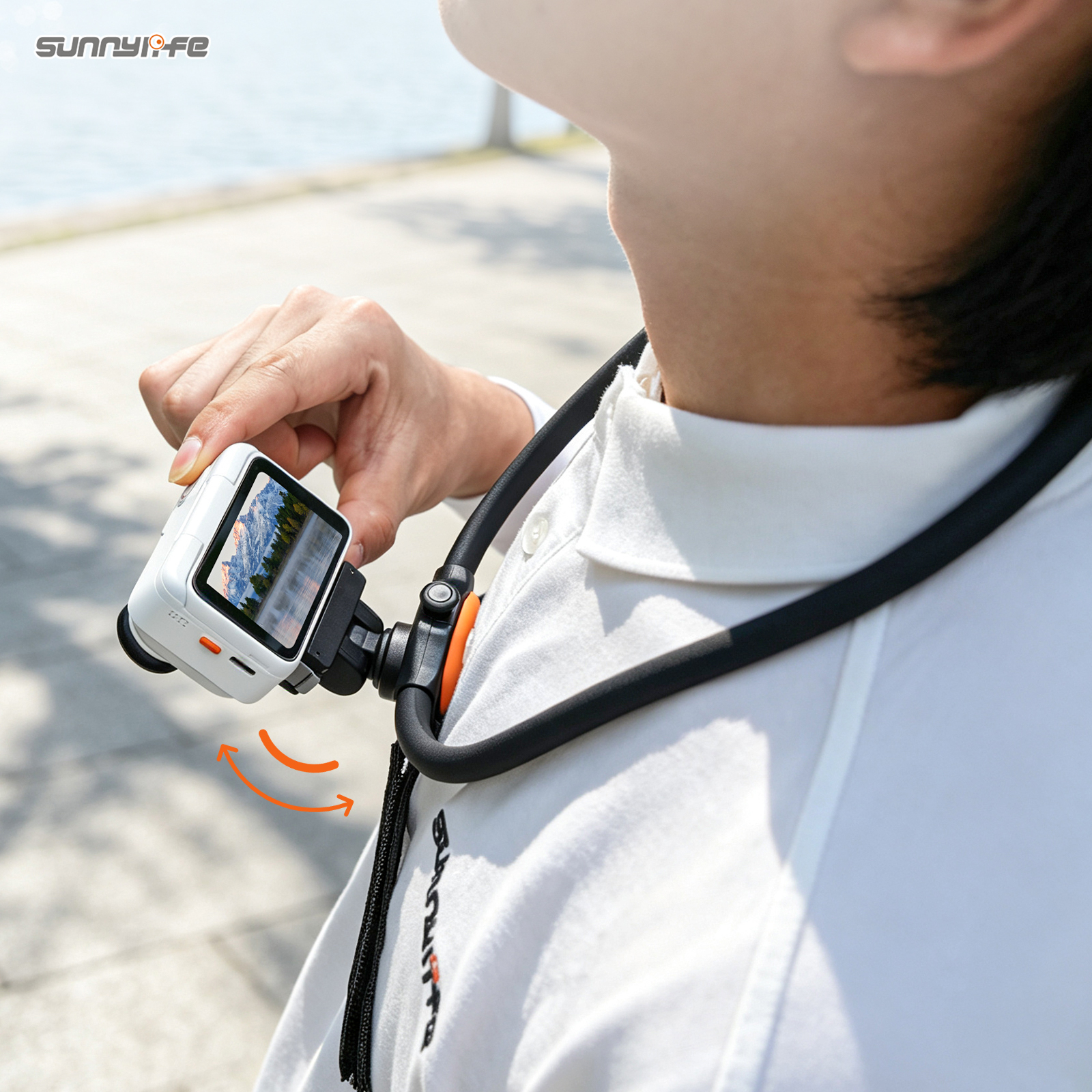 Sunnylife Magnetic POV Neck Mount Hand Free Video Vlog Neck Adjustable Selfie Holder with Body Strap for Insta360 GO Ultra