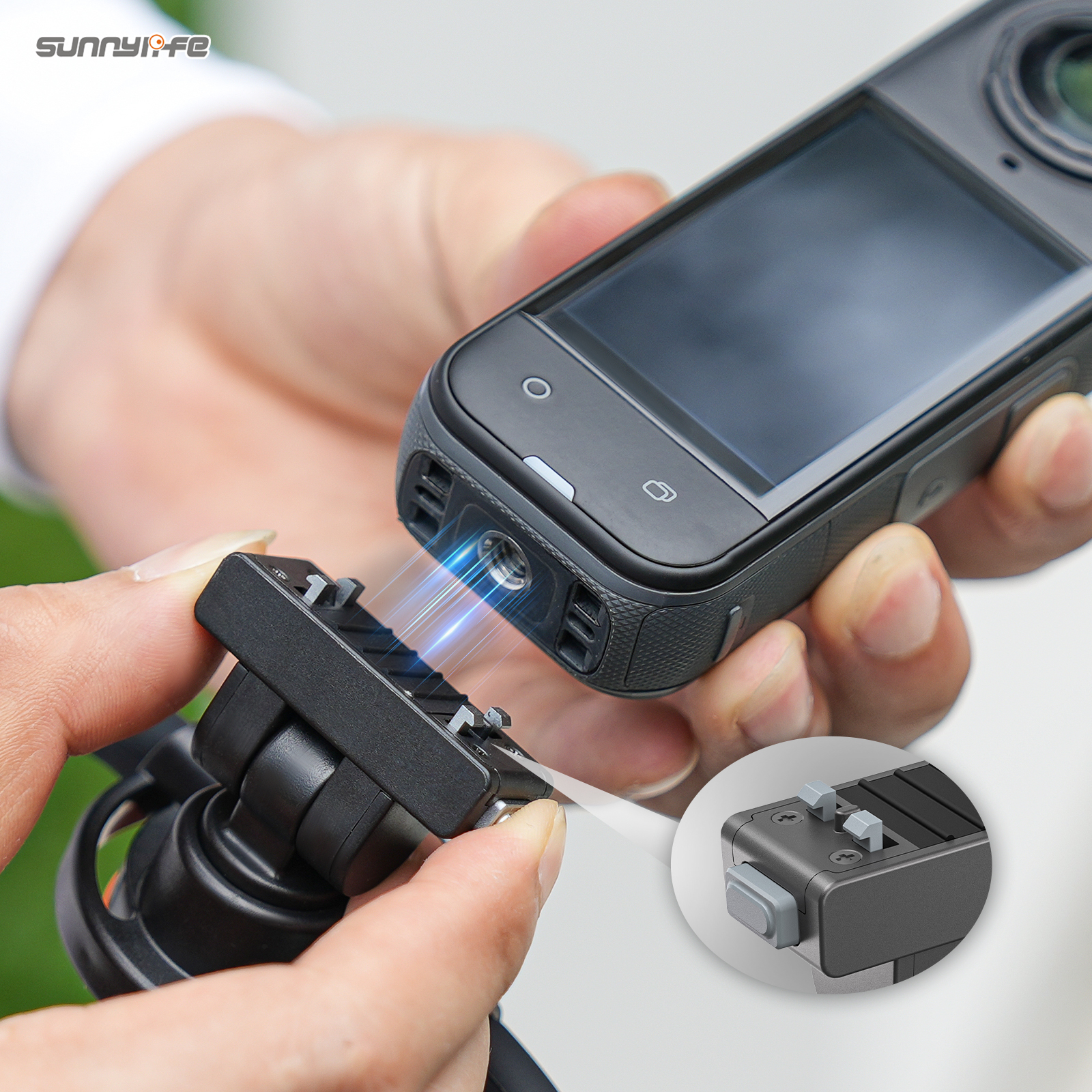 Sunnylife Magnetic POV Neck Mount Hand Free Video Vlog Neck Adjustable Selfie Holder with Body Strap for Insta360 X4 Air/X5/Ace/Ace Pro 2/1