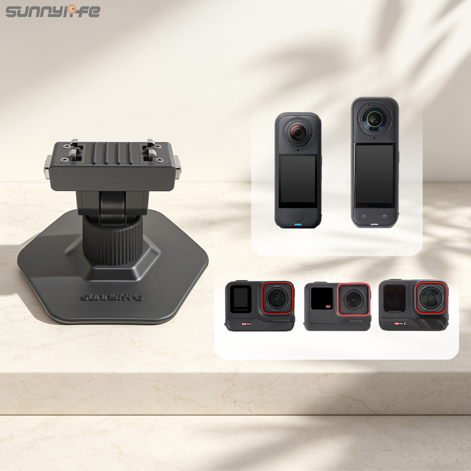 Sunnylife Magnetic Flexible Adhesive Helmet Mount Base Quick-Release Action Camera Holder for Insta360 X4 Air/X5/Ace/Ace Pro 2/1
