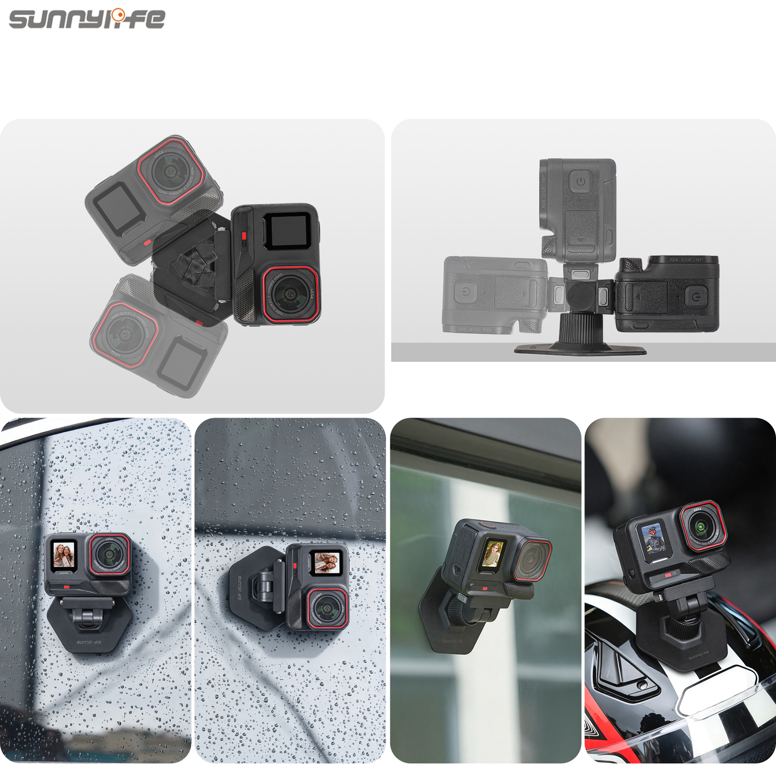 Sunnylife Magnetic Flexible Adhesive Helmet Mount Base Quick-Release Action Camera Holder for Insta360 X4 Air/X5/Ace/Ace Pro 2/1